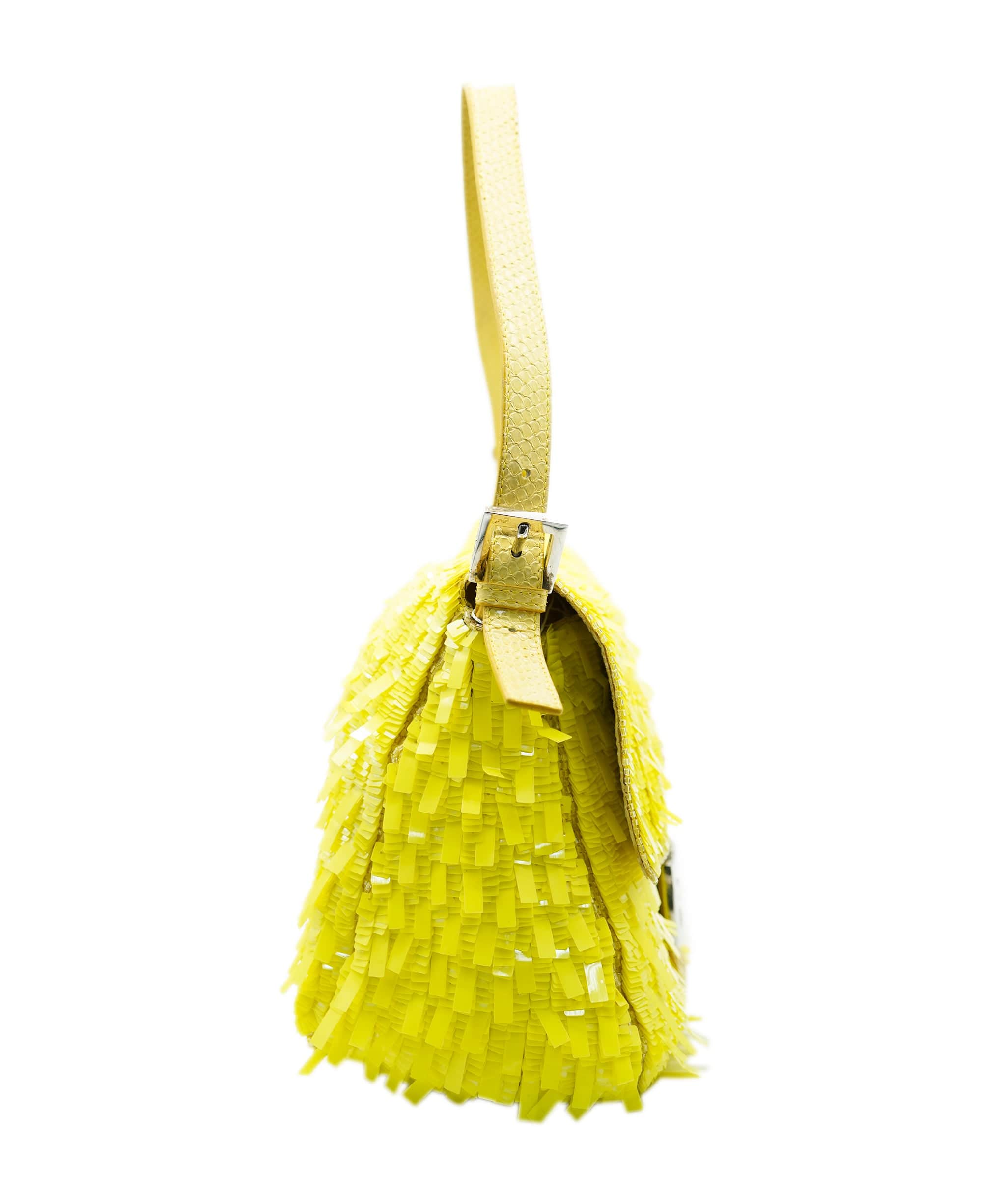 Fendi Fendi Baguette bag Sequins yellow and lizard AVC1621