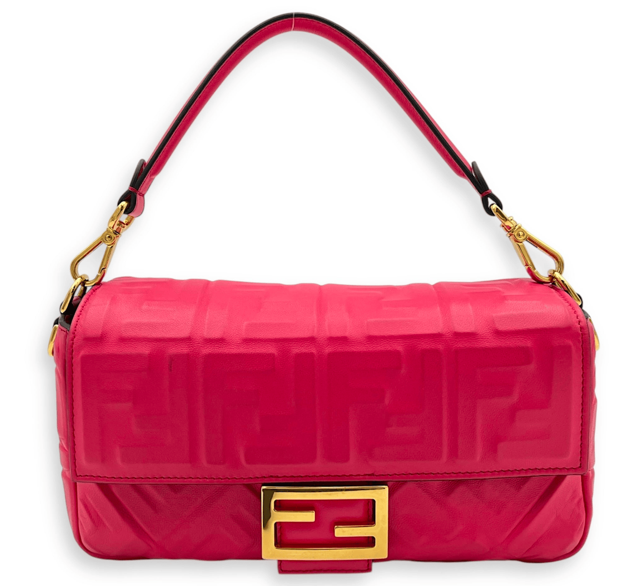 FENDI Fendi Baguette Shoulder Bag Pink in Calfskin, Gold hardware 9543AN