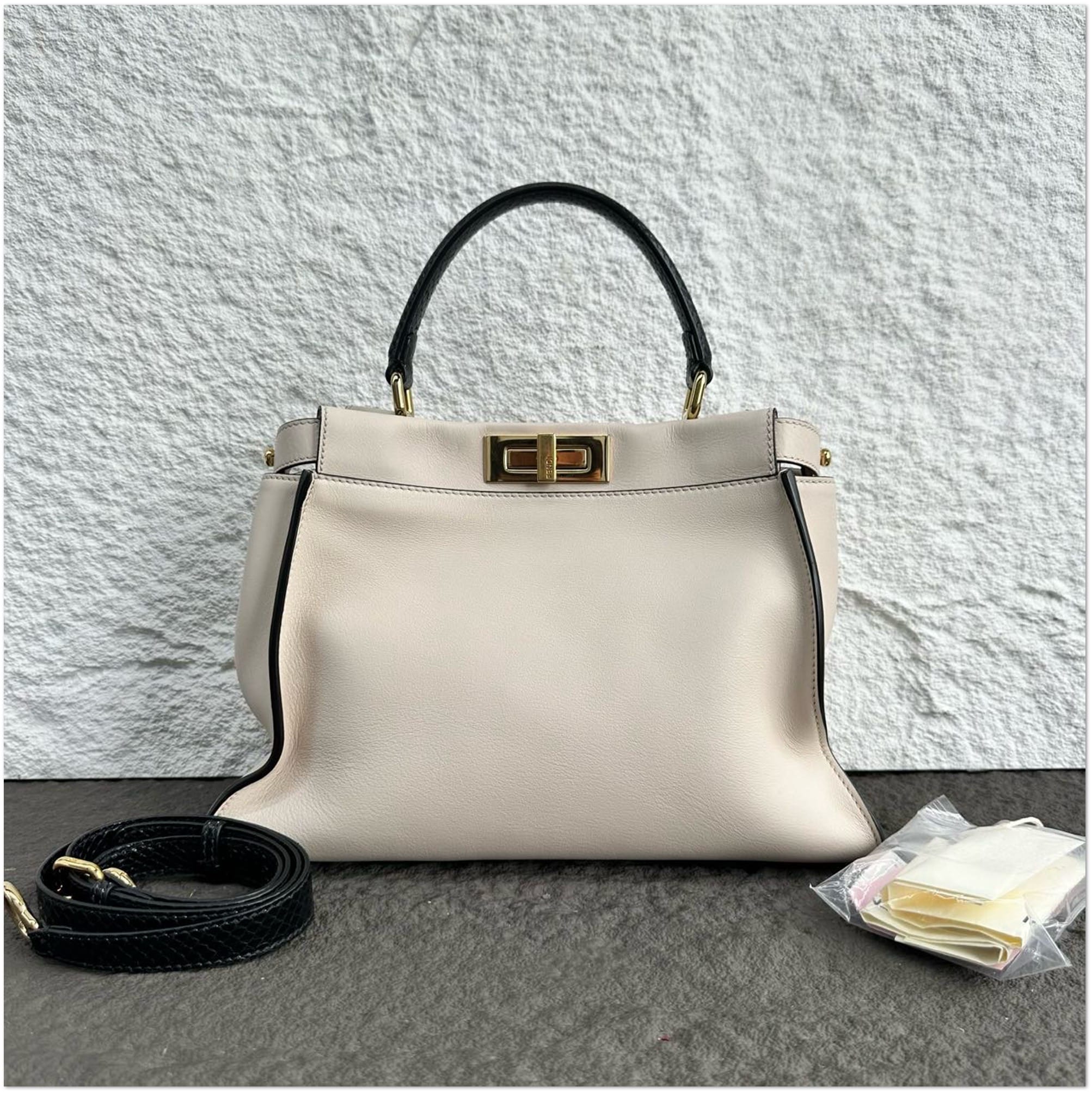 FENDI Fendi Beige Smooth Leather Medium Peekaboo Icon Bag C19499098318