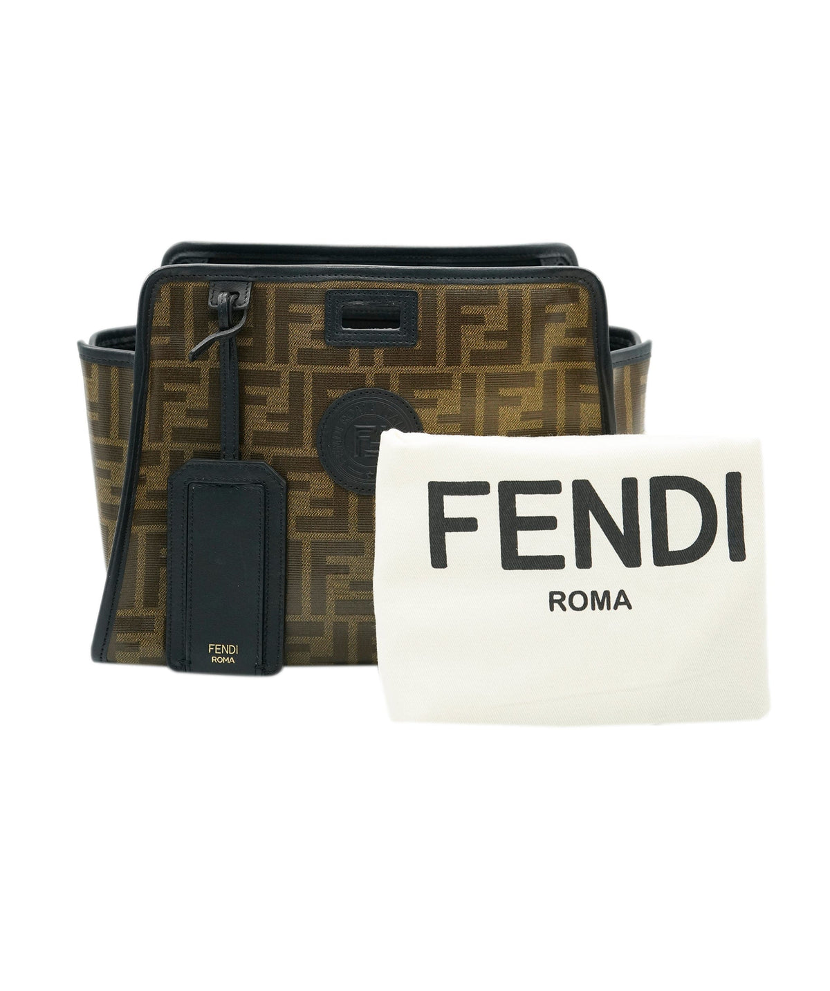 Fendi Fendi Brown Zucca Coated Canvas 1947 Peekaboo Defender Cover ALL0957