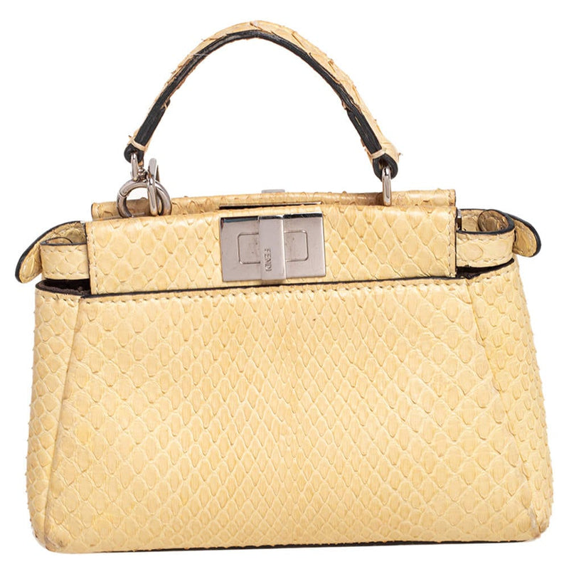 Fendi Cream Python Micro Peekaboo Crossbody Bag ASCLC2055