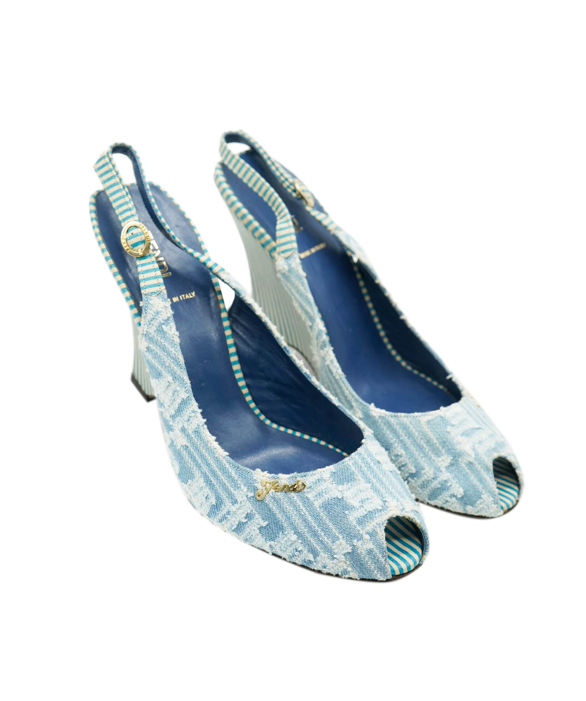 Fendi Fendi Denim Logo Wedge Heels - size 39 ALC2219