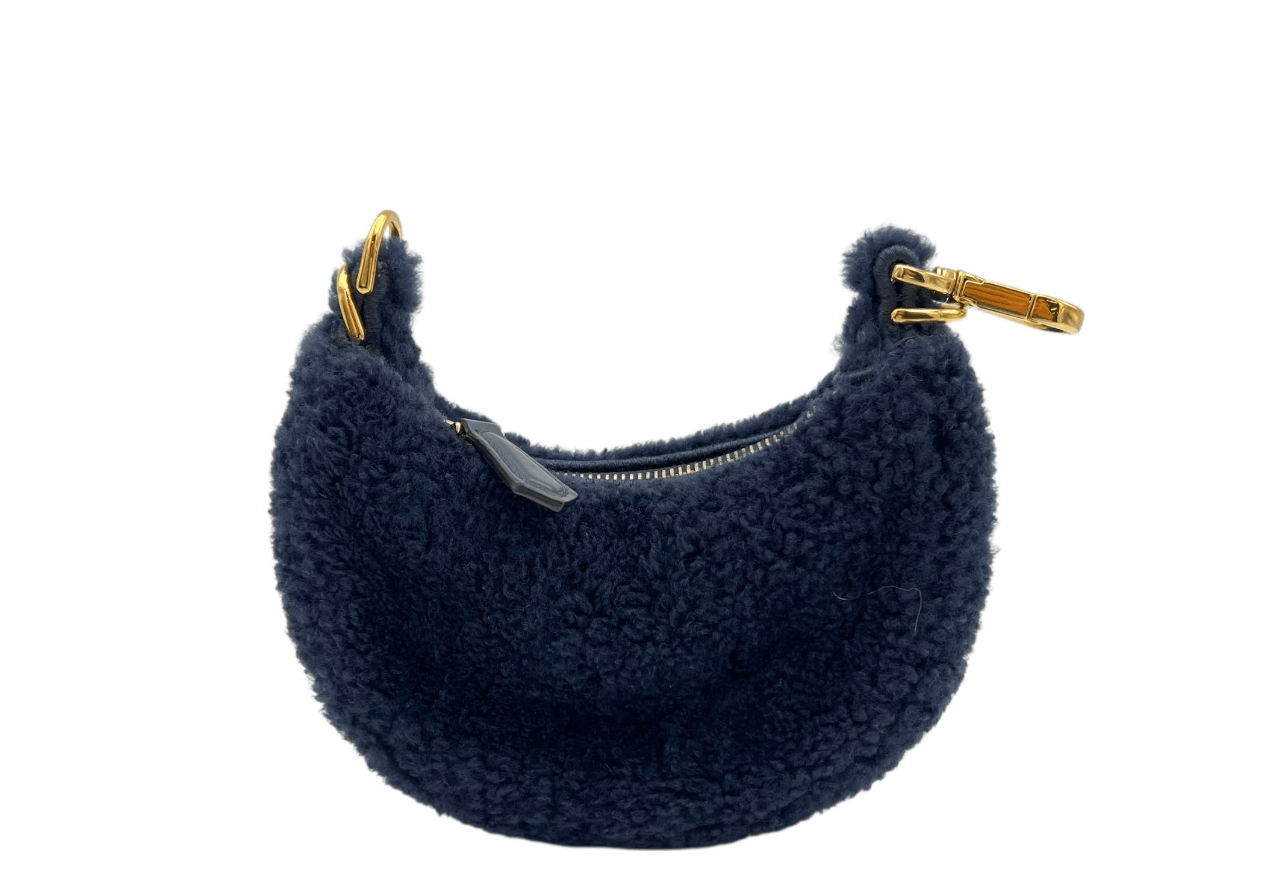 FENDI Fendi Fendigraphy Handbag Blue in Fur, Gold hardware 9226AN