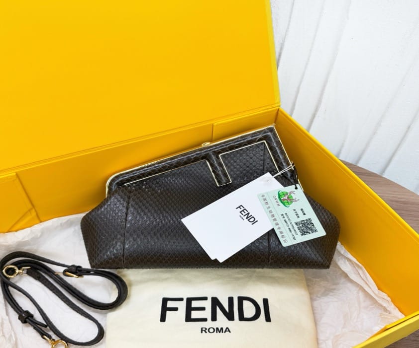 Fendi FENDI First Small Size 24 (Dark Brown Python Skin) 21757466