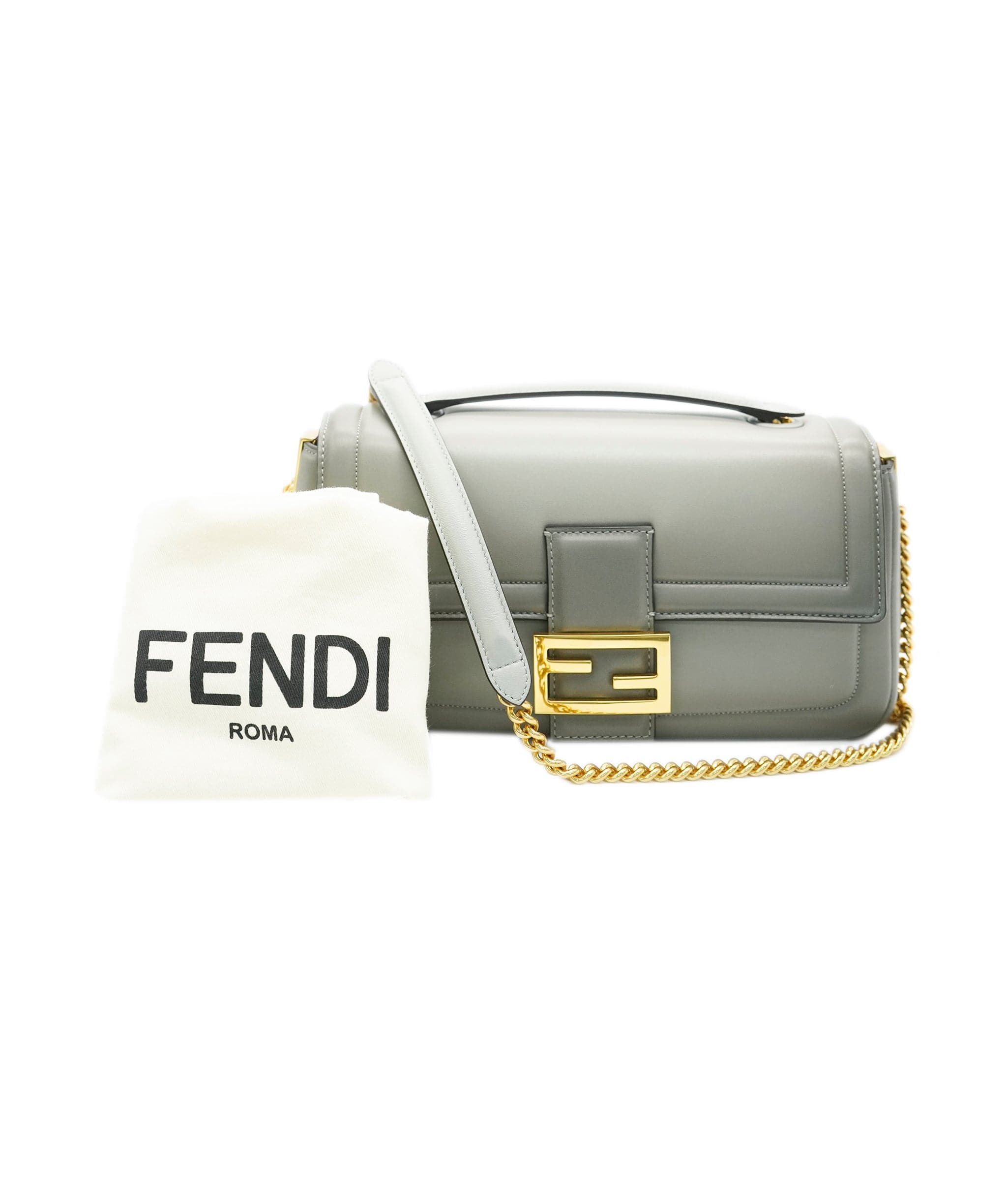 Fendi Fendi grey leather baguette bag with GHW - AJC0789