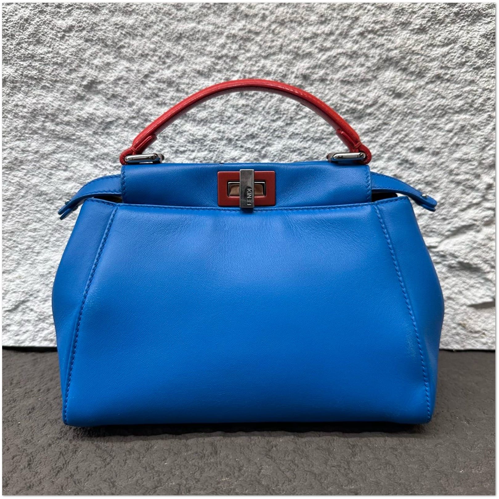 Fendi Fendi Leather Peekaboo with Red Accent Handle C19497055956