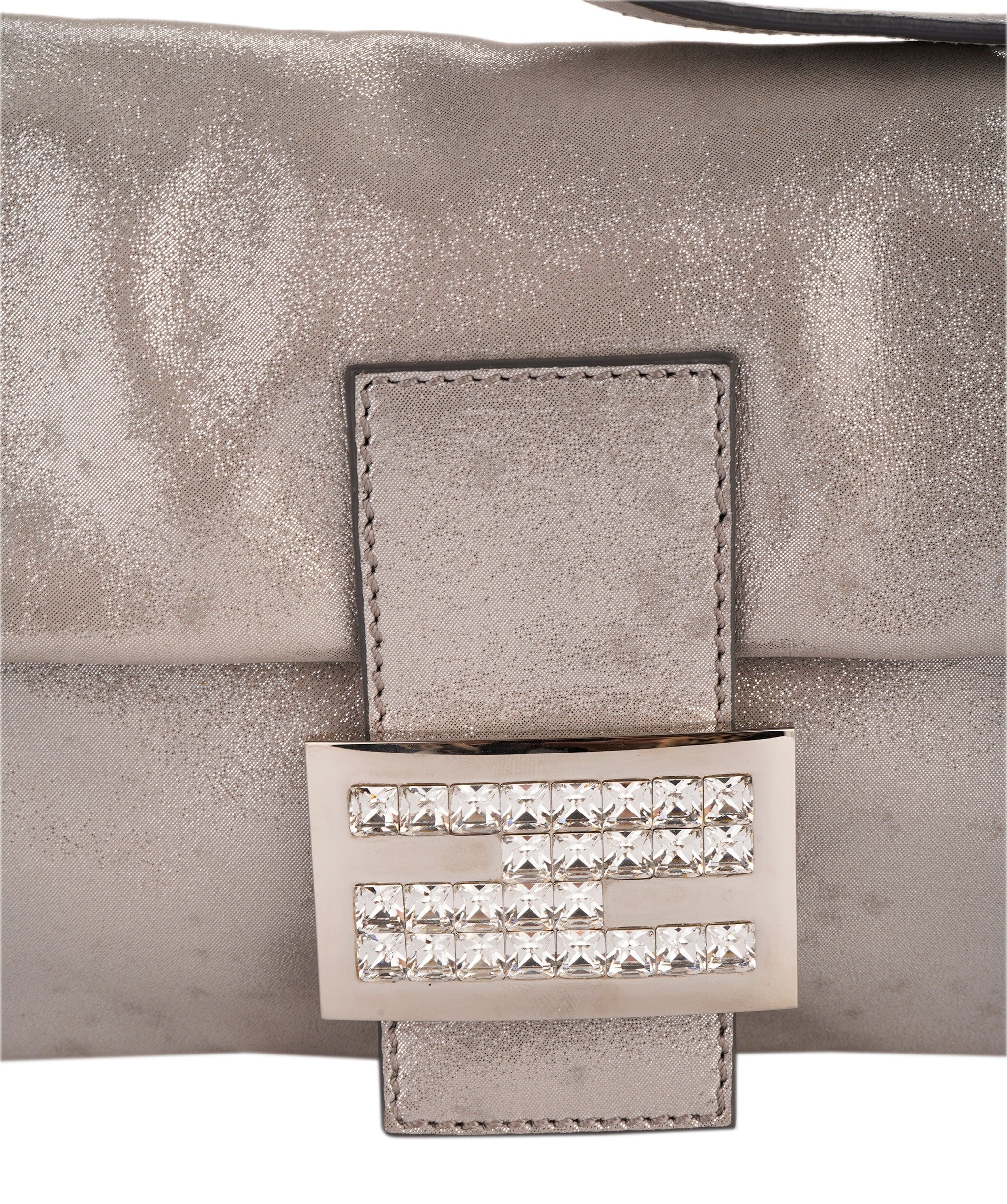 Fendi Fendi metallic silver baguette with crystal buckle  - AJC0844
