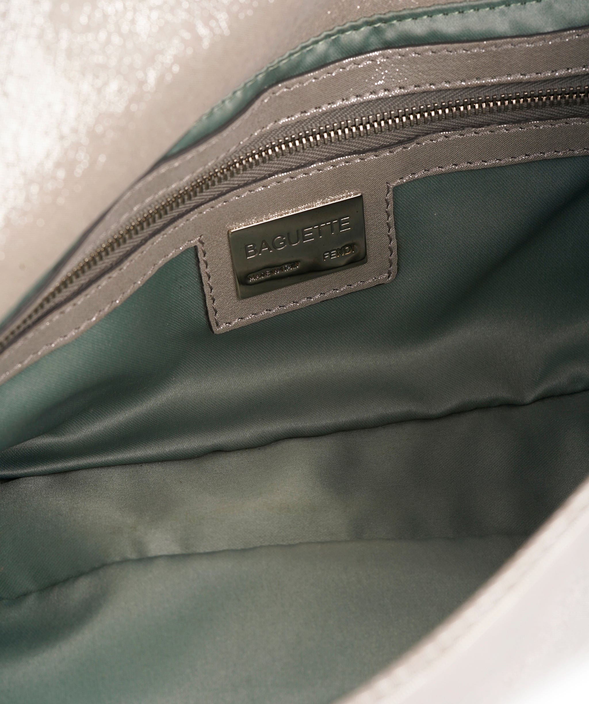 Fendi Fendi metallic silver baguette with crystal buckle  - AJC0844