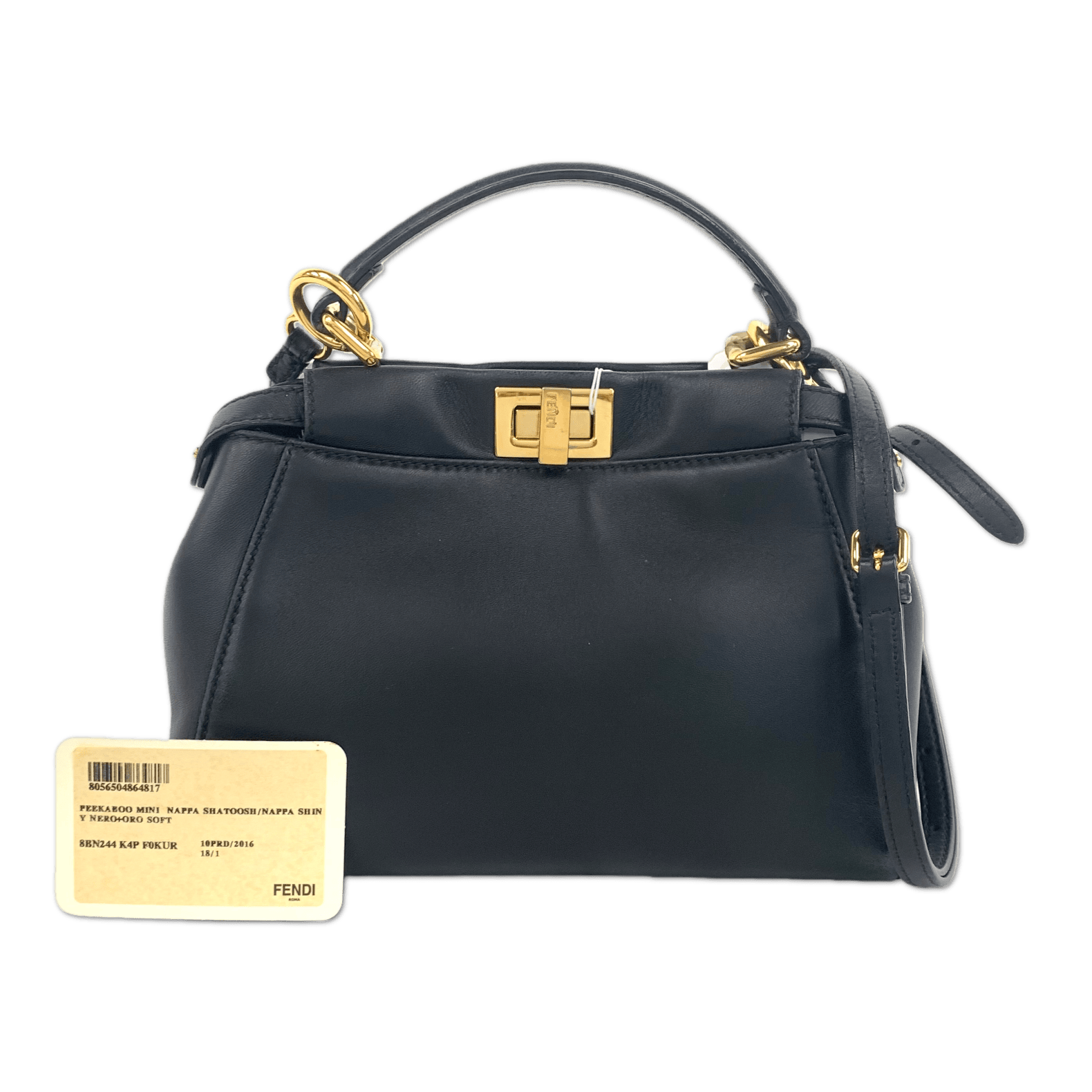 FENDI Fendi Nappa Leather Peekaboo Mini with Gold Hardware T25188404755