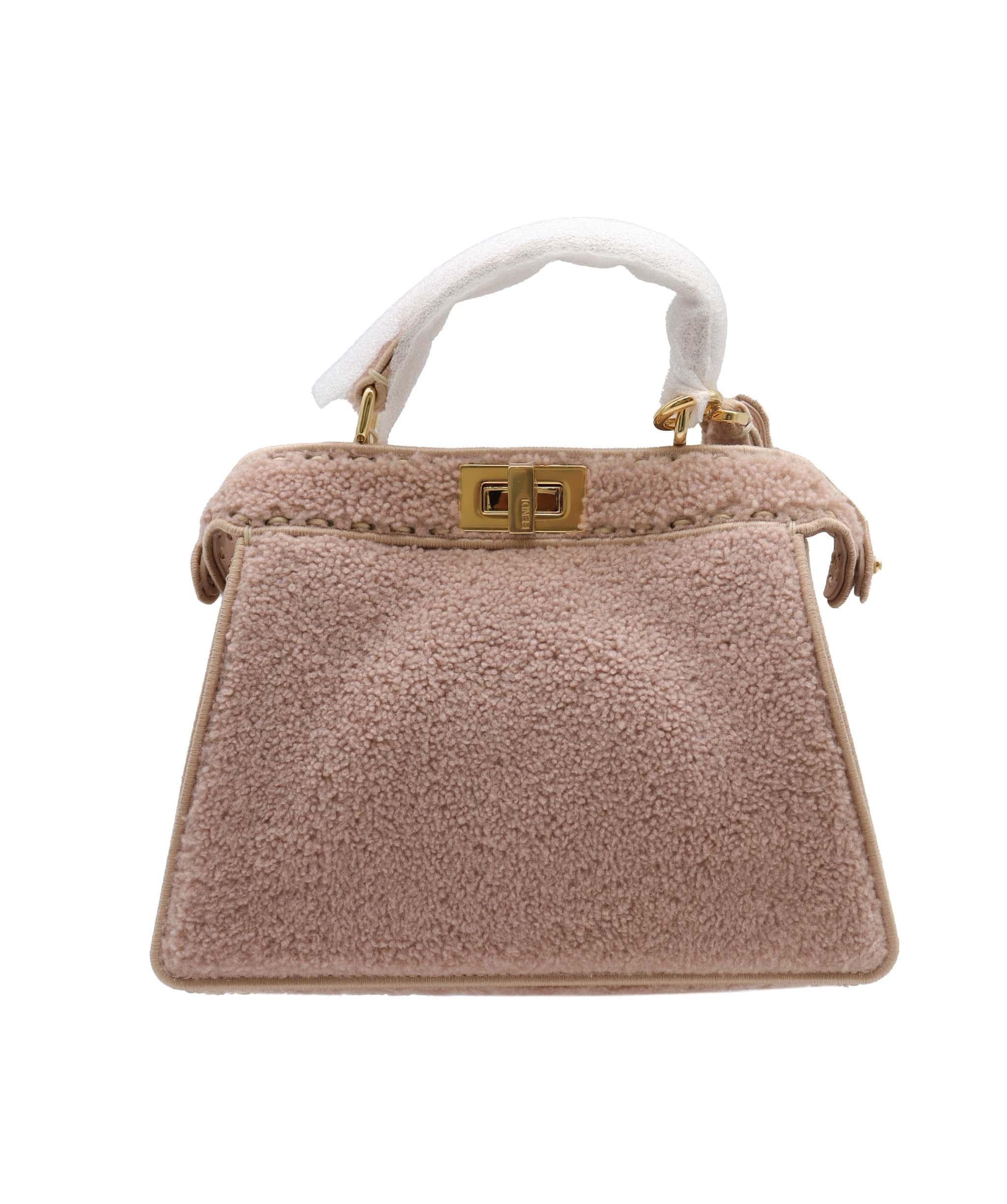 Fendi Fendi Nude Shearling Peekaboo Bag GHW  AGC2033