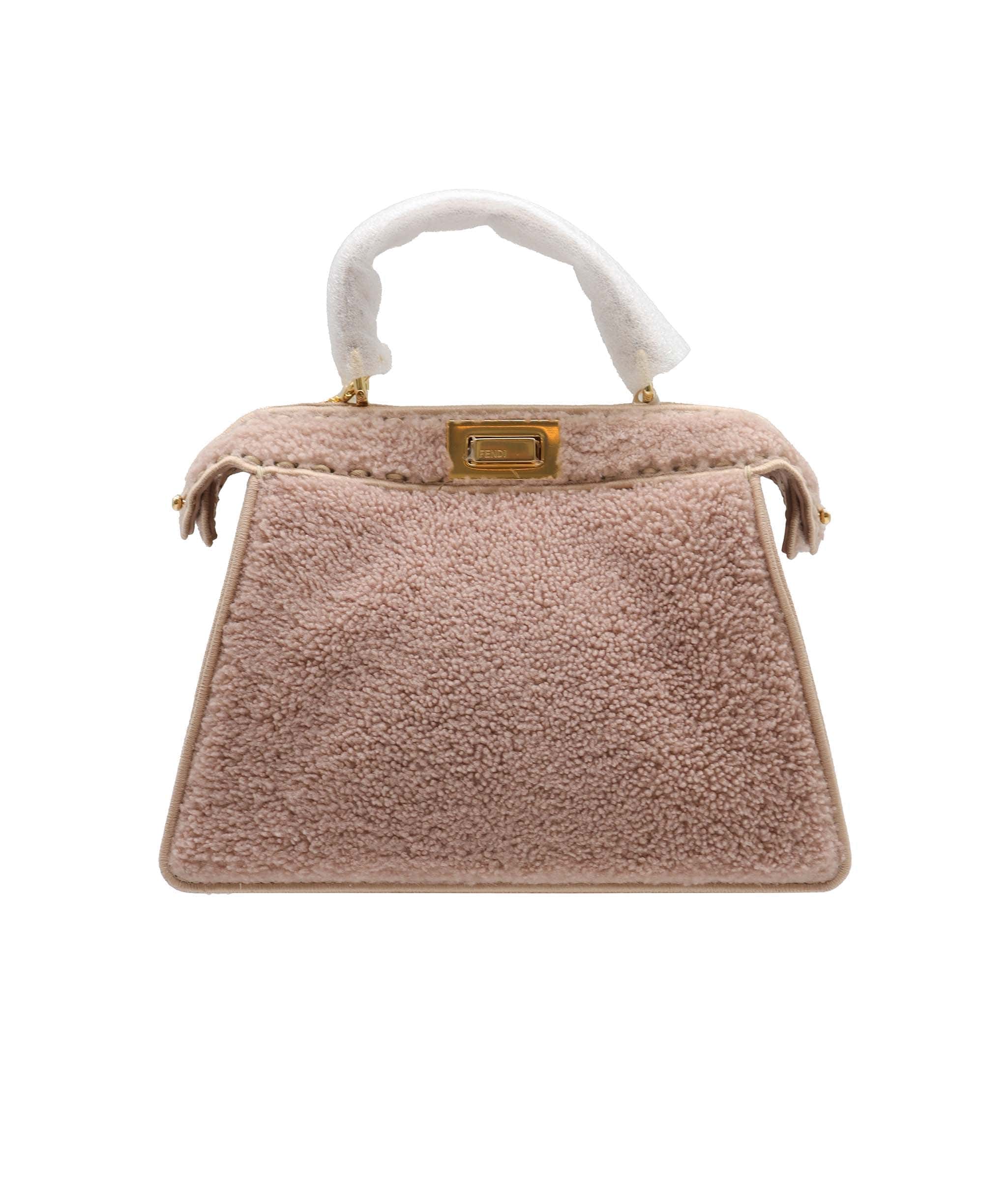 Fendi Fendi Nude Shearling Peekaboo Bag GHW  AGC2033