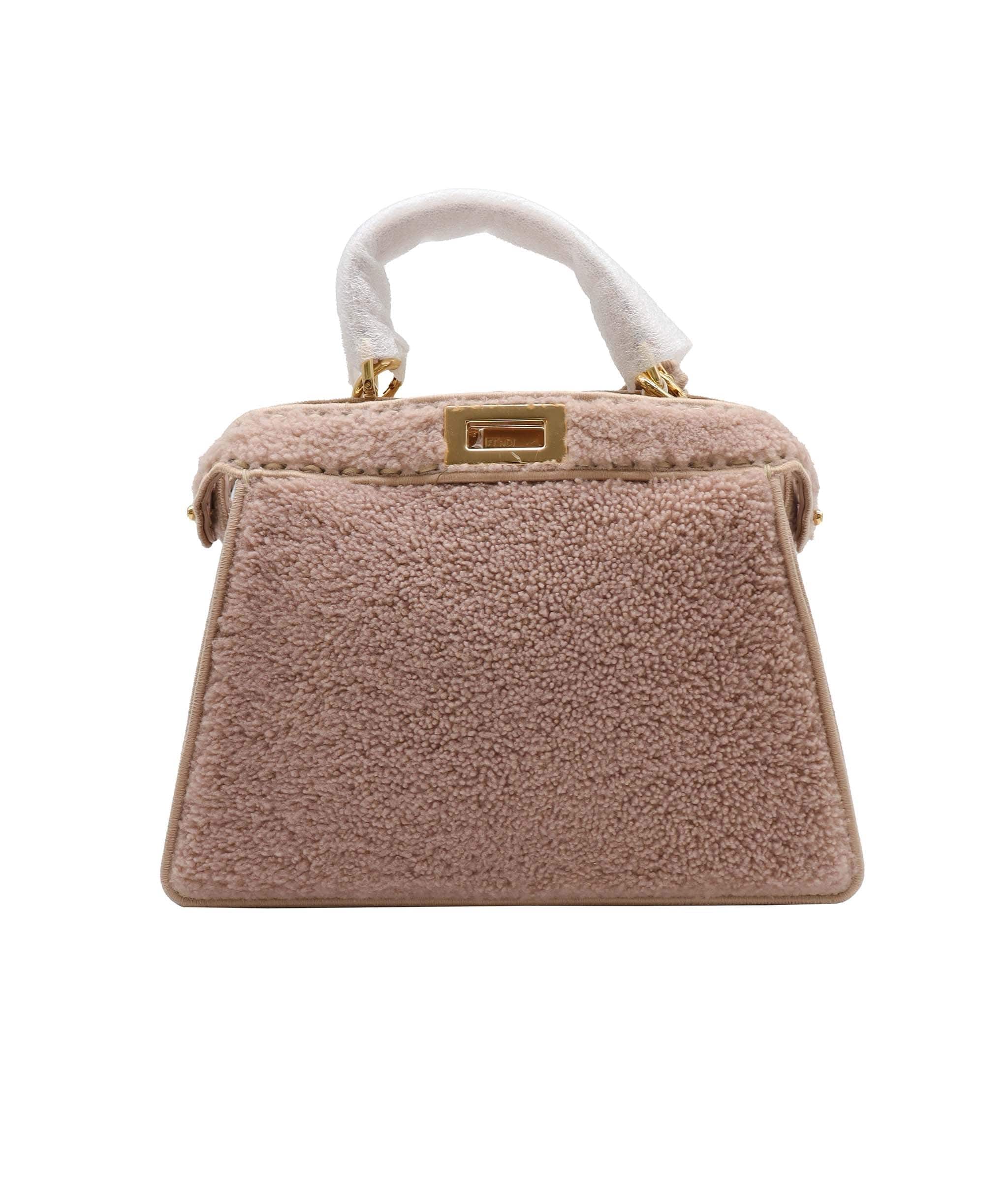 Fendi Fendi Nude Shearling Peekaboo Bag GHW  AGC2033