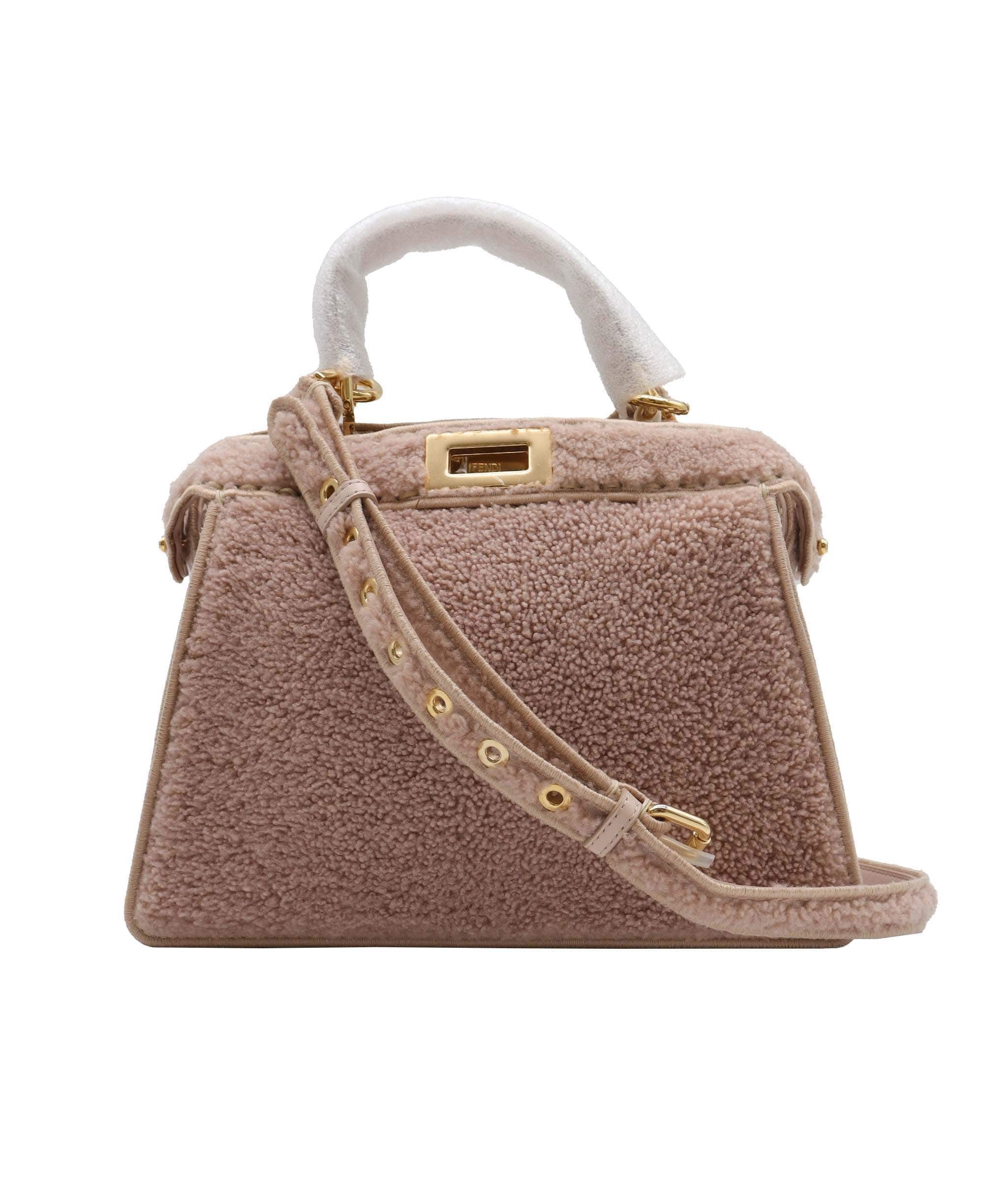 Fendi Fendi Nude Shearling Peekaboo Bag GHW  AGC2033