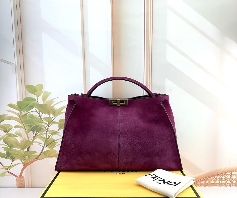 Fendi Fendi Purple Suede Leather Medium Peekaboo Icon Bag 21146620