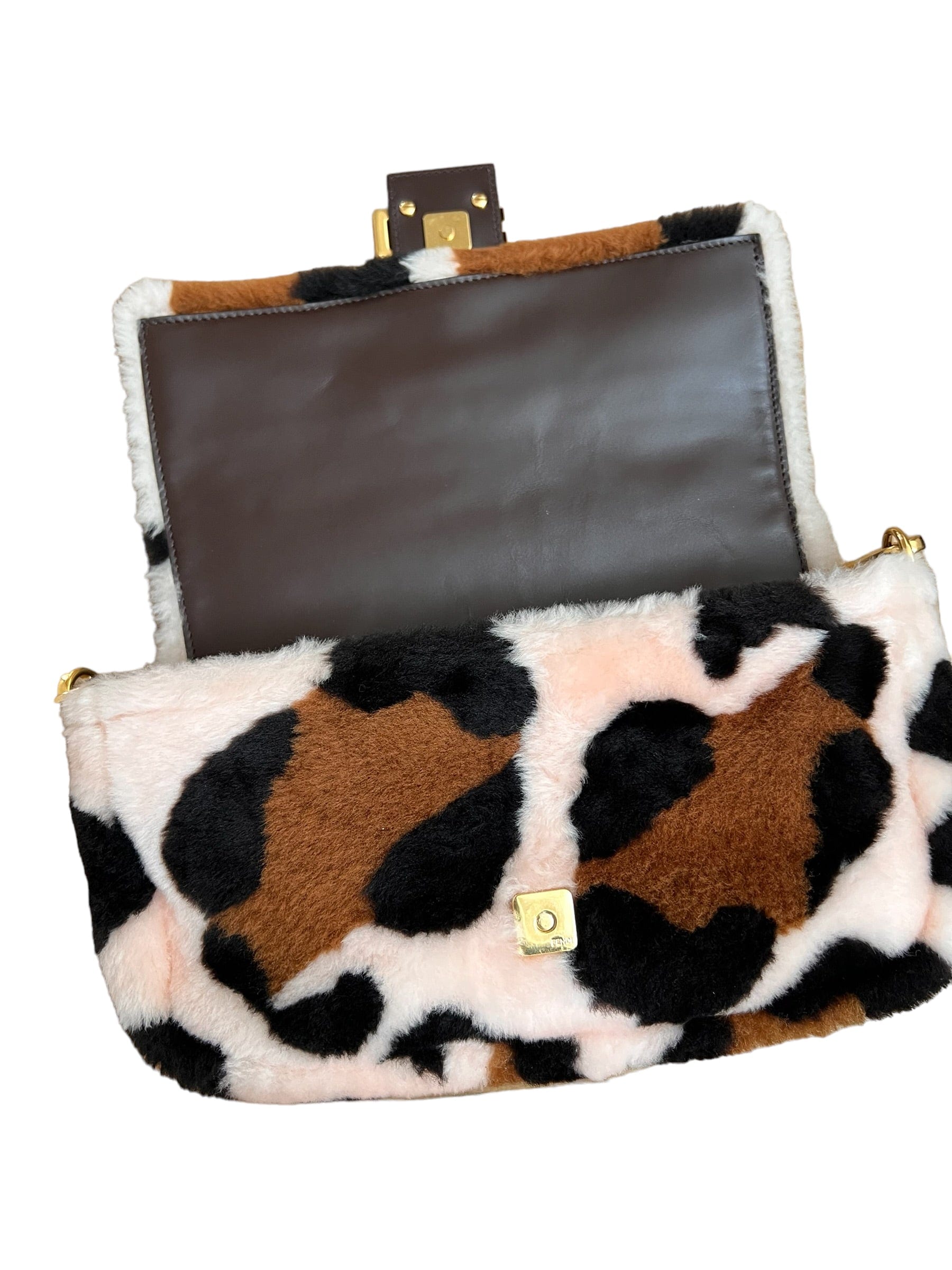 Fendi Fendi Shearling Leopard Baguette Bag UKL1417