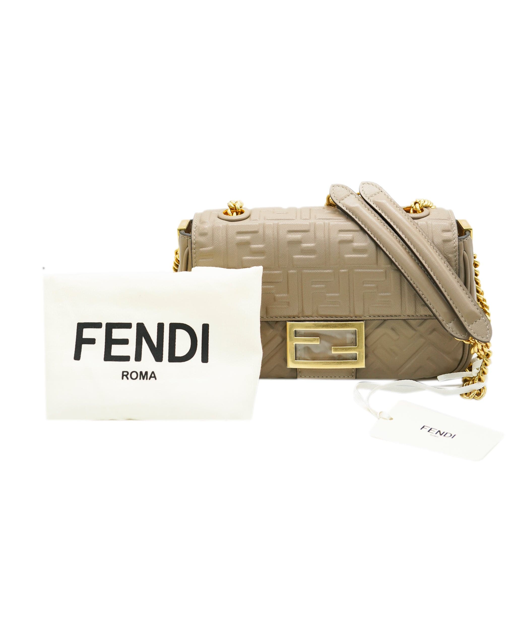 Fendi Fendi Taupe FF Baguette Crossbody Bag  ALC1603