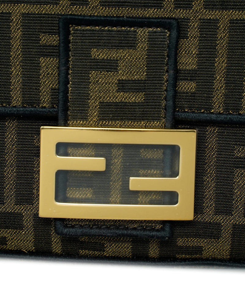 Fendi Baguette Pouch In FF Motif Fabric Brown