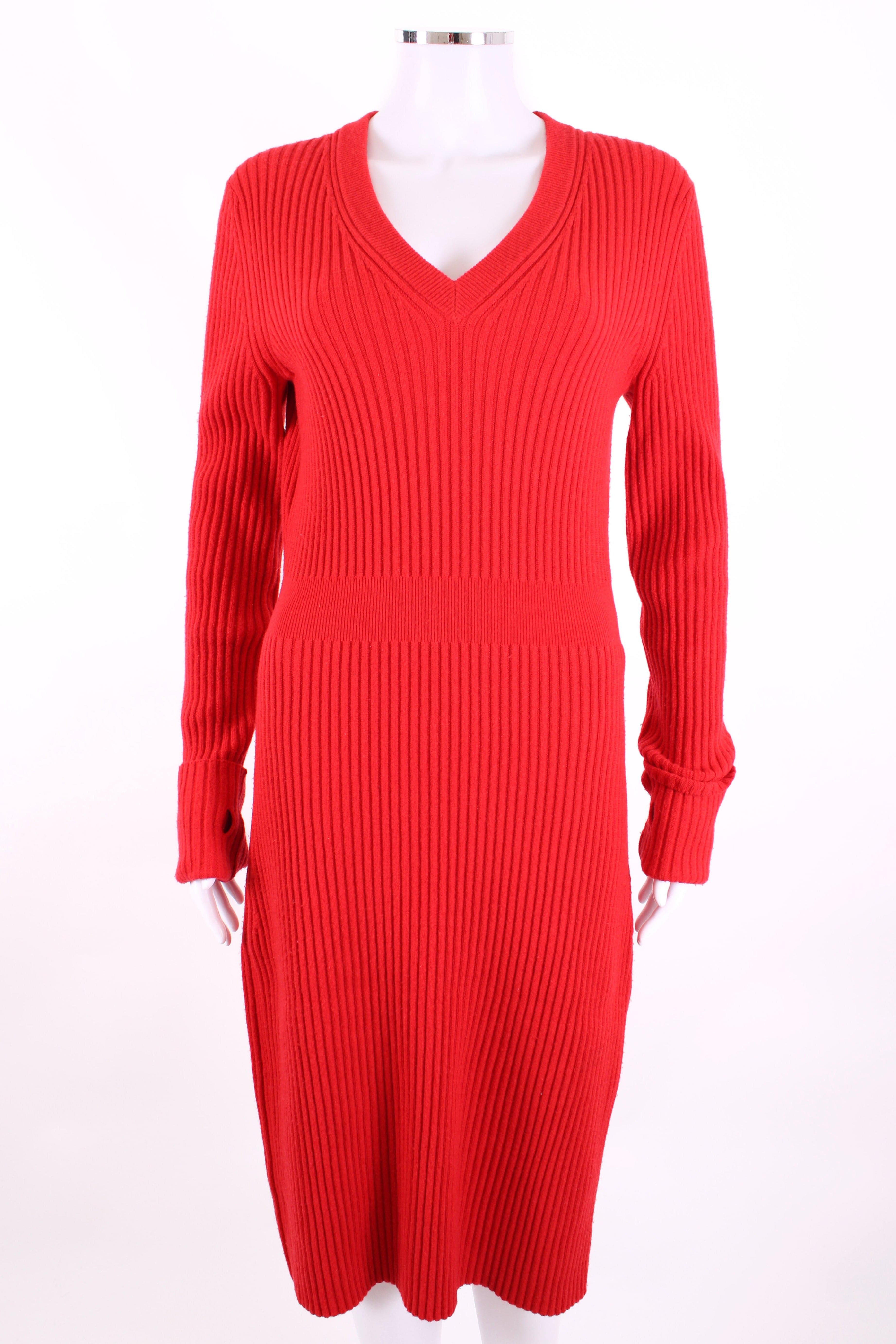Fendi Fendi L/S Rib Knit Jumper Dress Red
