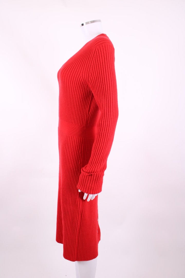 Fendi Fendi L/S Rib Knit Jumper Dress Red