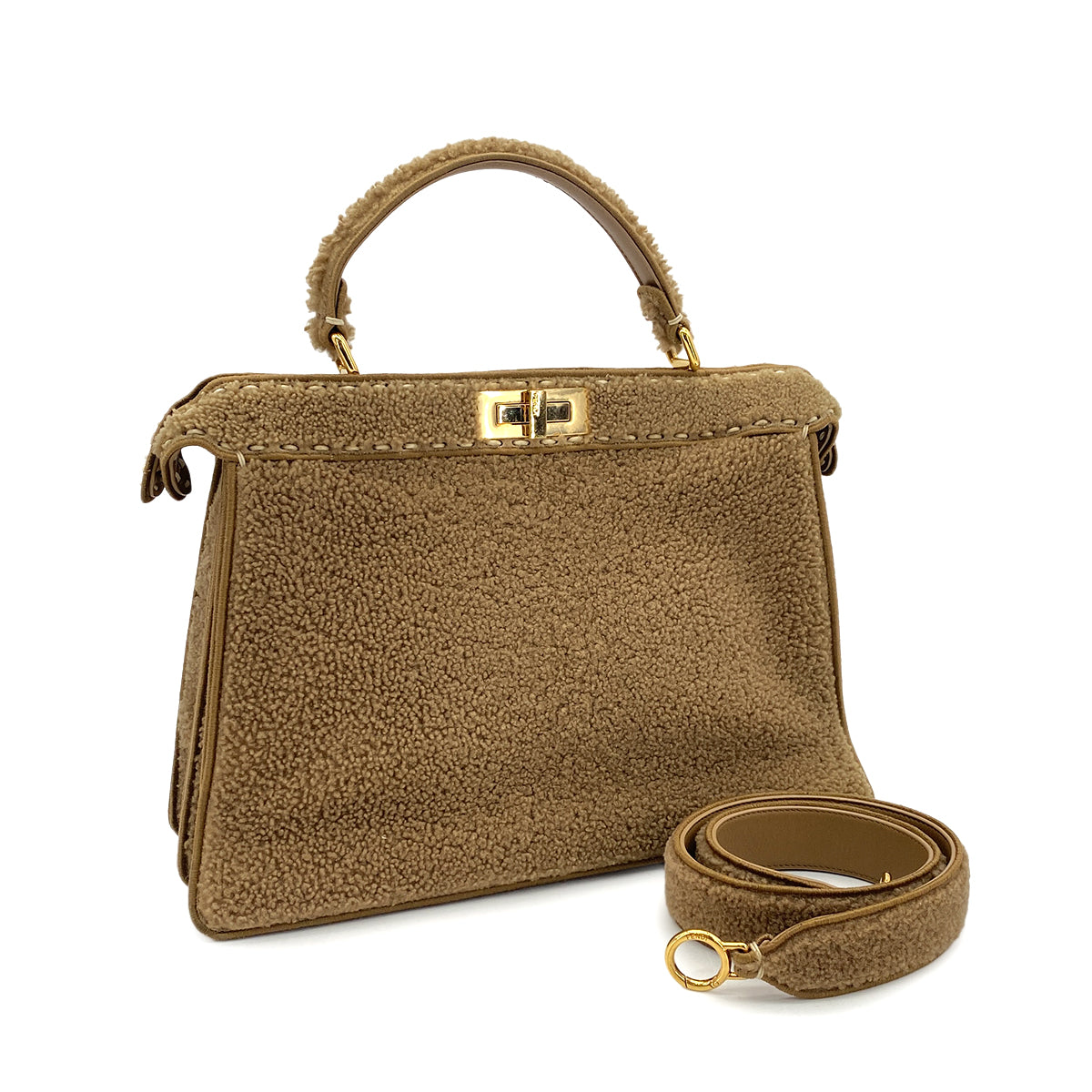 FENDI FENDI PEEKABOO ISEEU HAND SHOULDER BAG MOUTON BROWN 8BN328 90304729