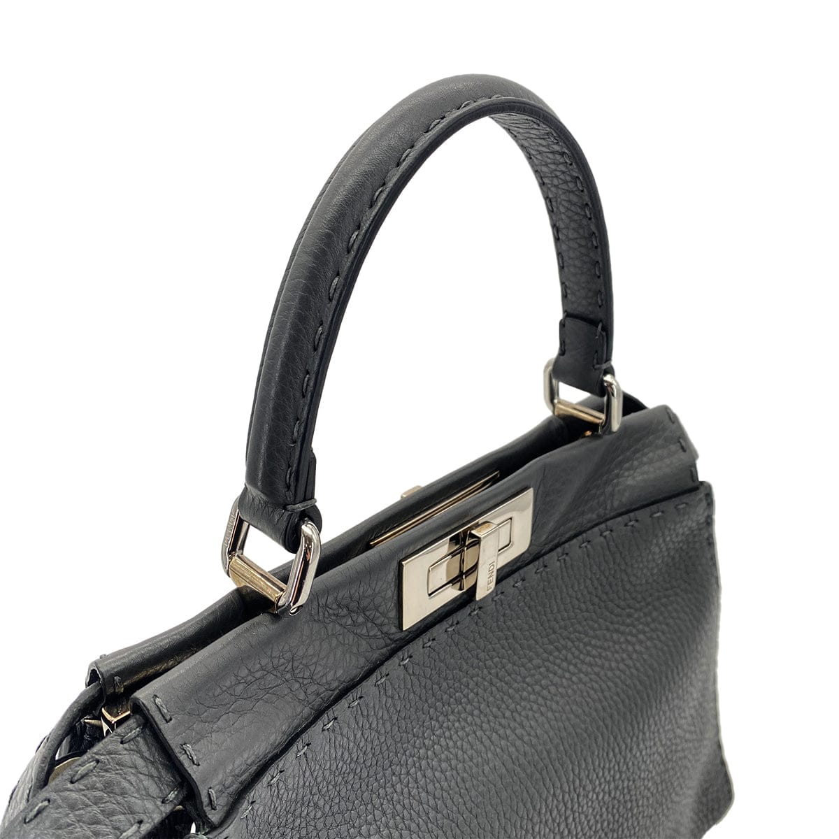 FENDI FENDI PEEKABOO REGULAR SELLERIA HAND SHOULDER BAG LEATHER DARK GRAY 8BN290 90304718