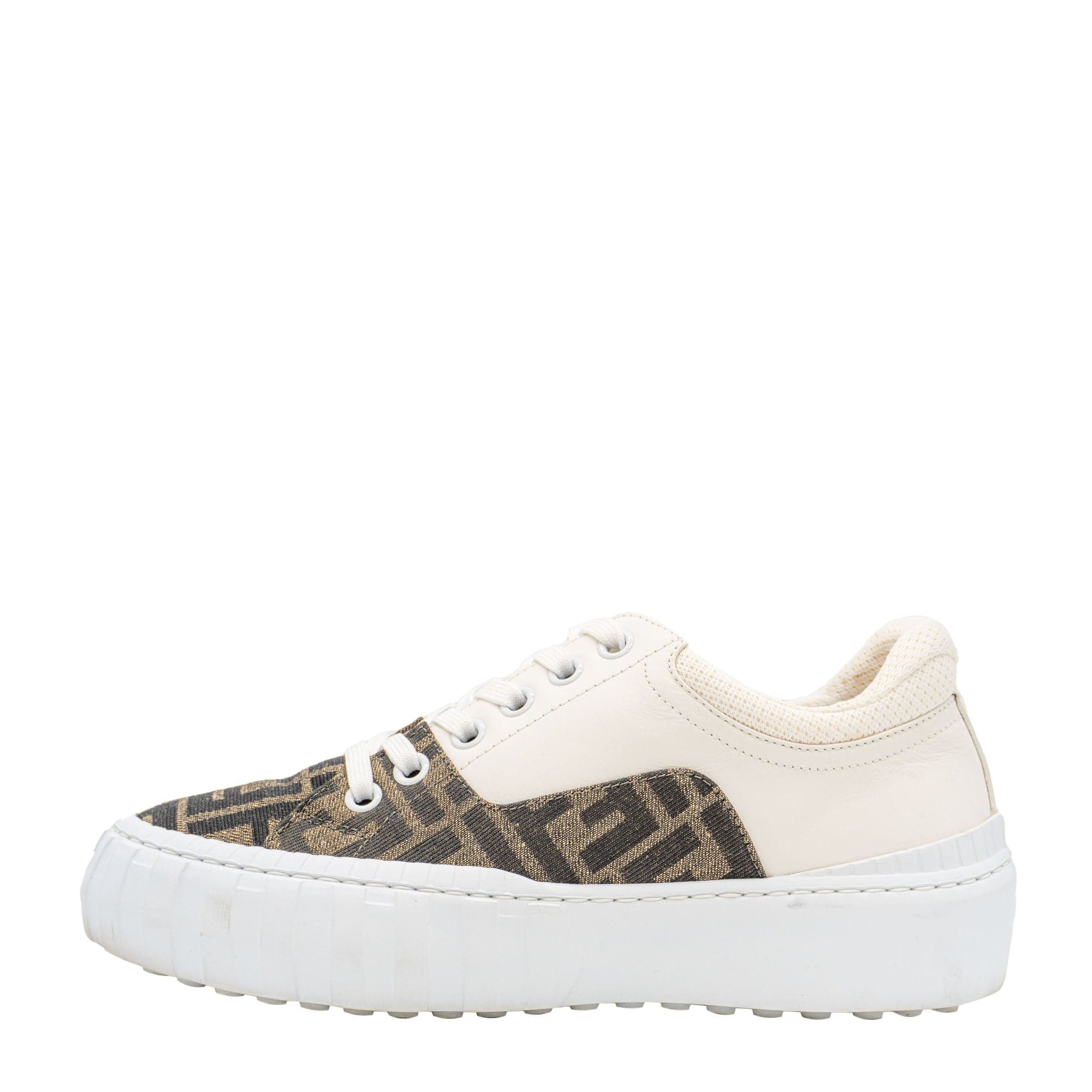 Fendi Fendi Force Leather and FF Canvas Sneakers 6 SYCH044