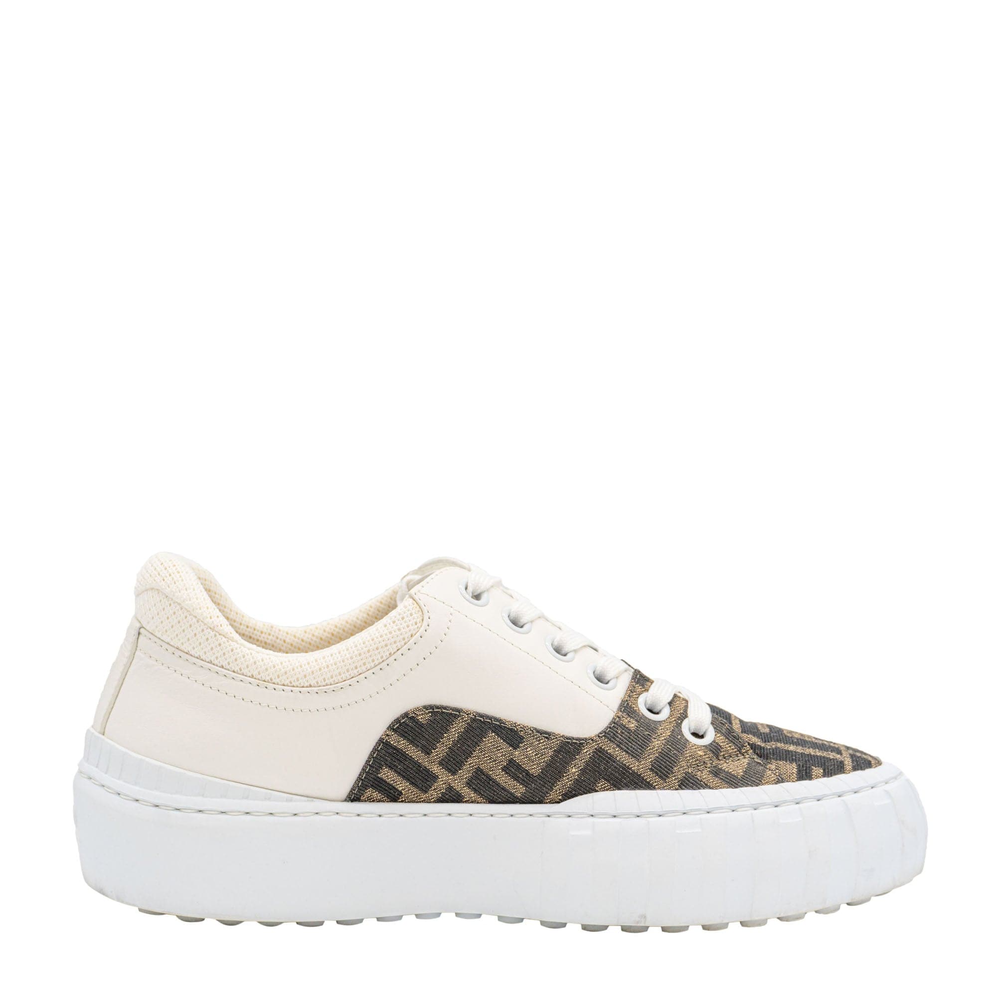 Fendi Fendi Force Leather and FF Canvas Sneakers 6 SYCH044