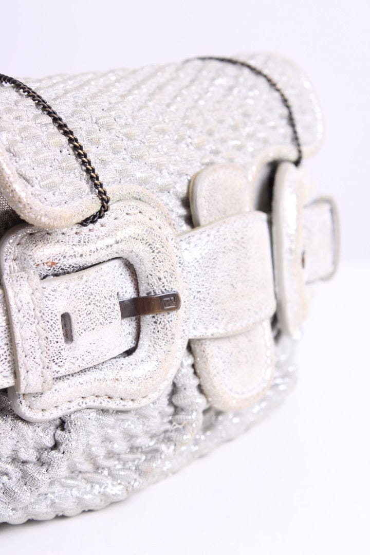 Fendi Fendi Mini B Bis Evening Bag Silver