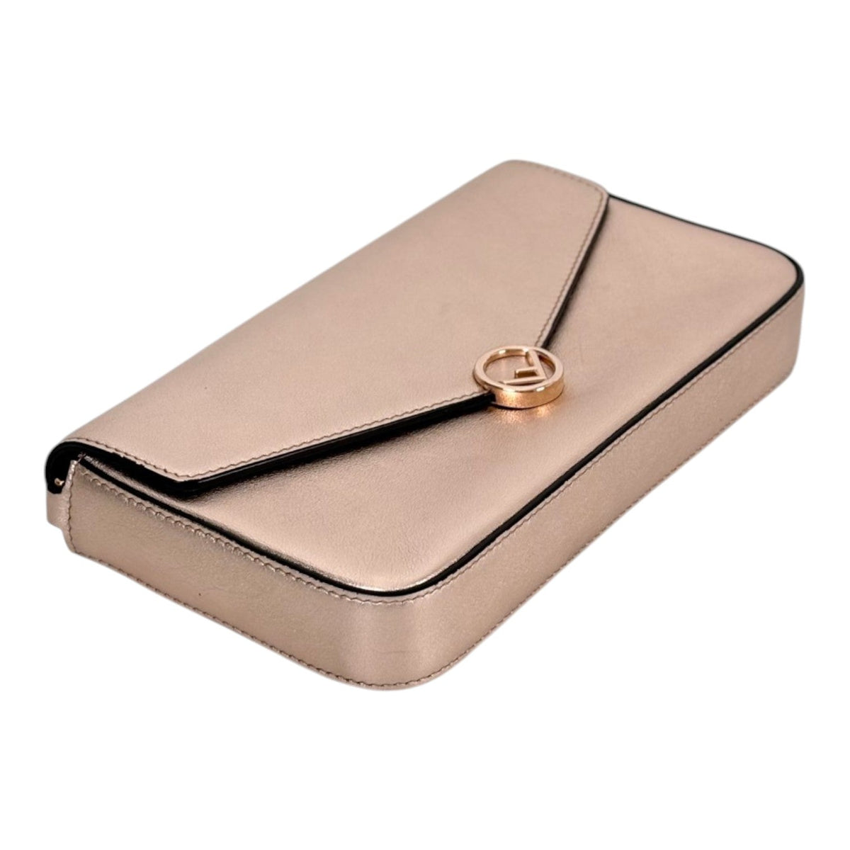 Fendi Fendi Vitello Laminato Pink Wallet On Chain Bag