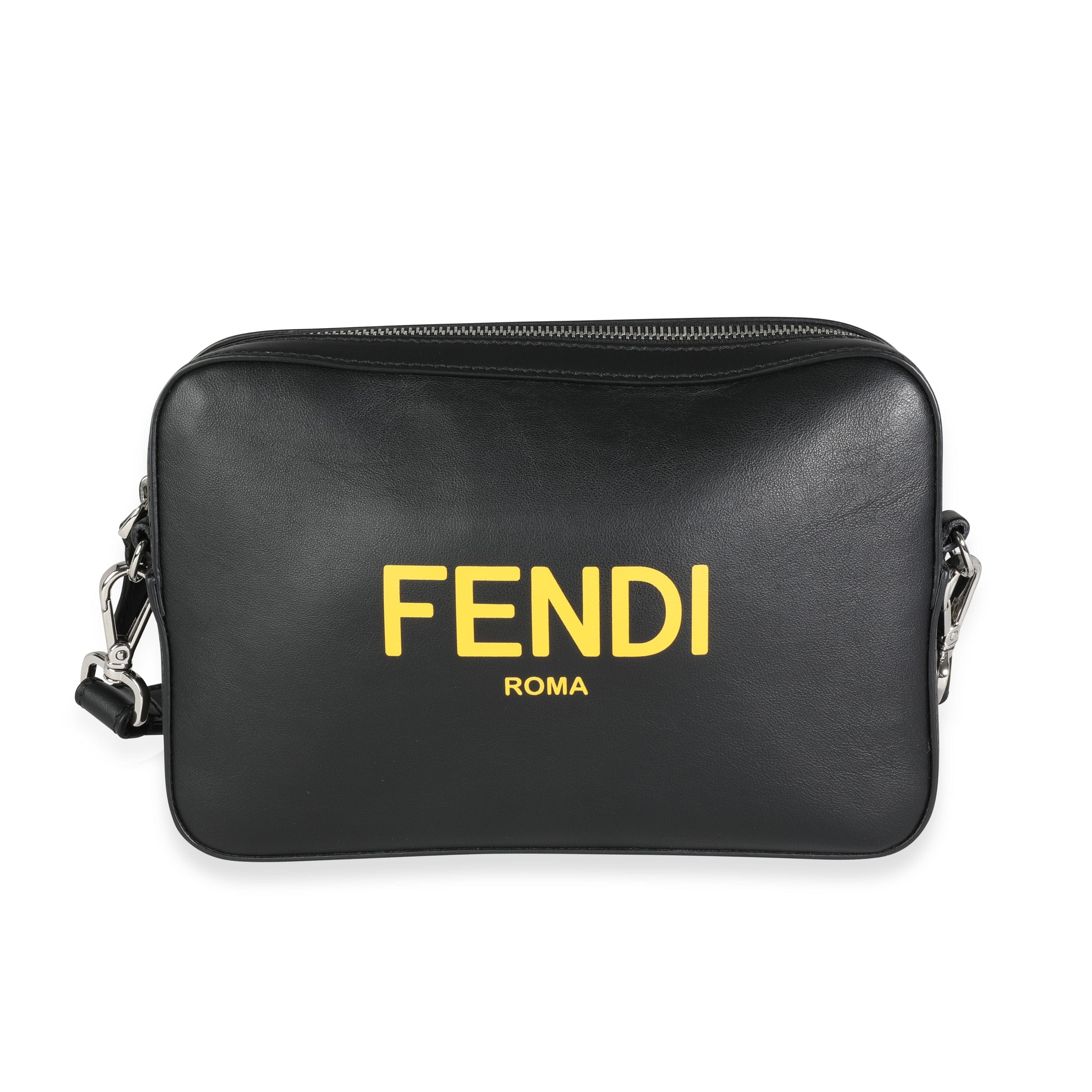 Fendi Fendi Black Calfskin & Sunflower Logo Mini Camera Bag