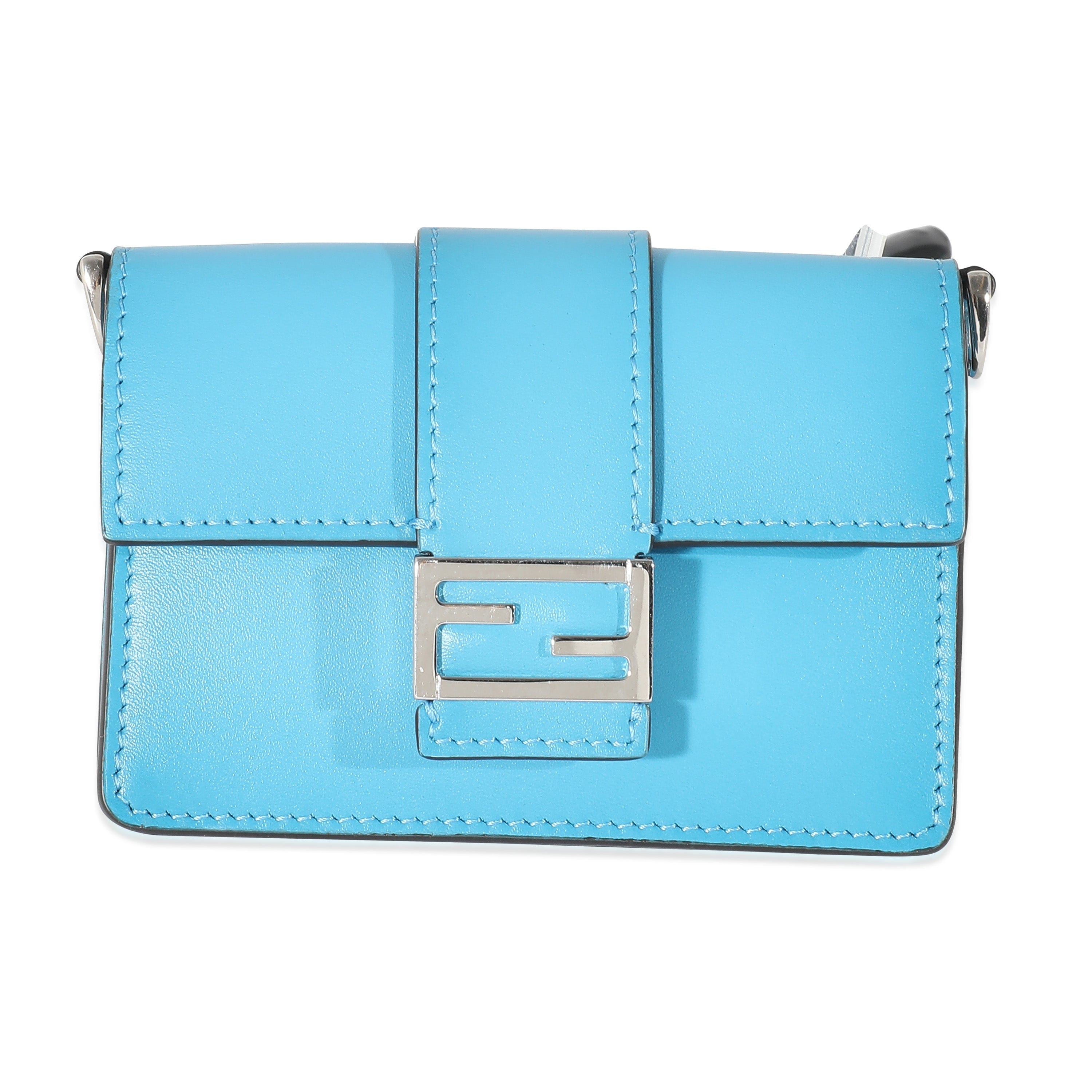 Fendi Fendi Blue Leather Micro Flat Baguette