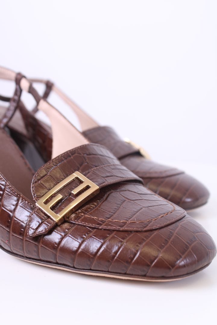 Fendi Fendi Sling Back Croc Heels Brown 39.5