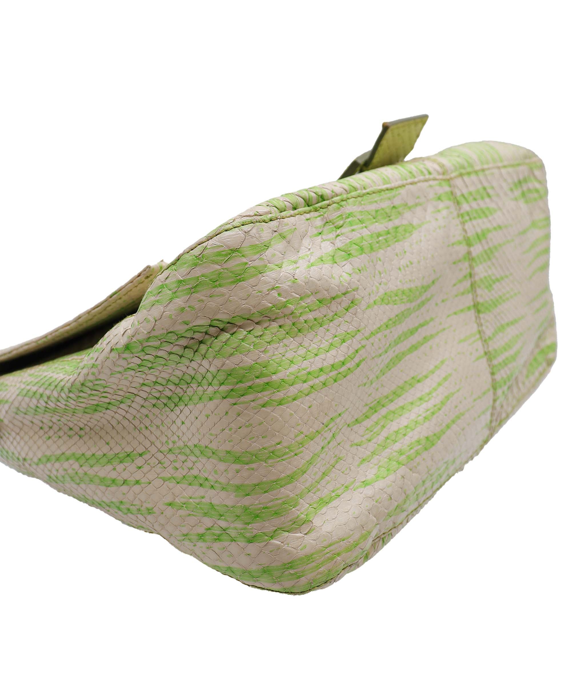 Fendi Fendi Embossed Baguette Green and Beige DXBS1819