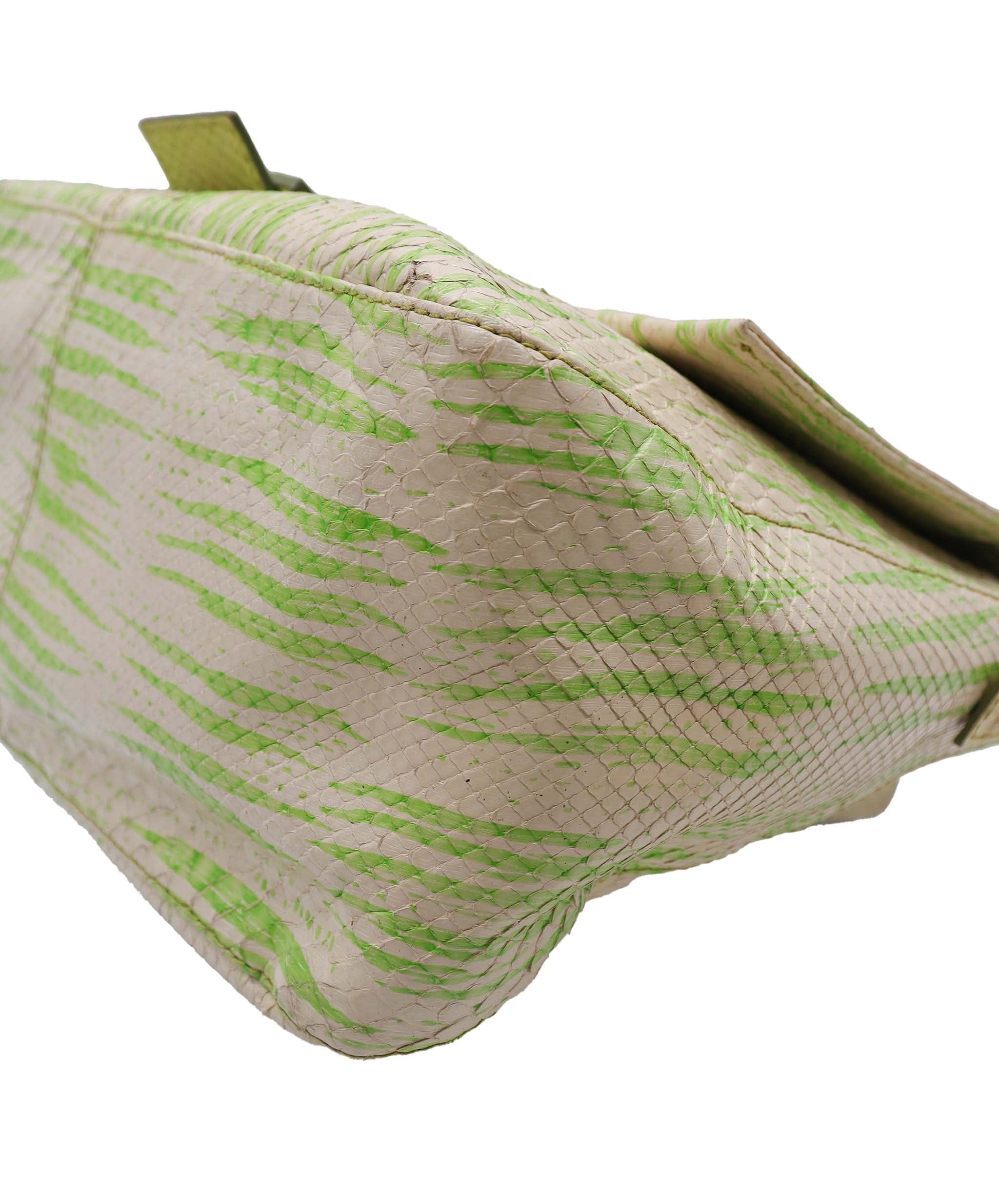 Fendi Fendi Embossed Baguette Green and Beige DXBS1819