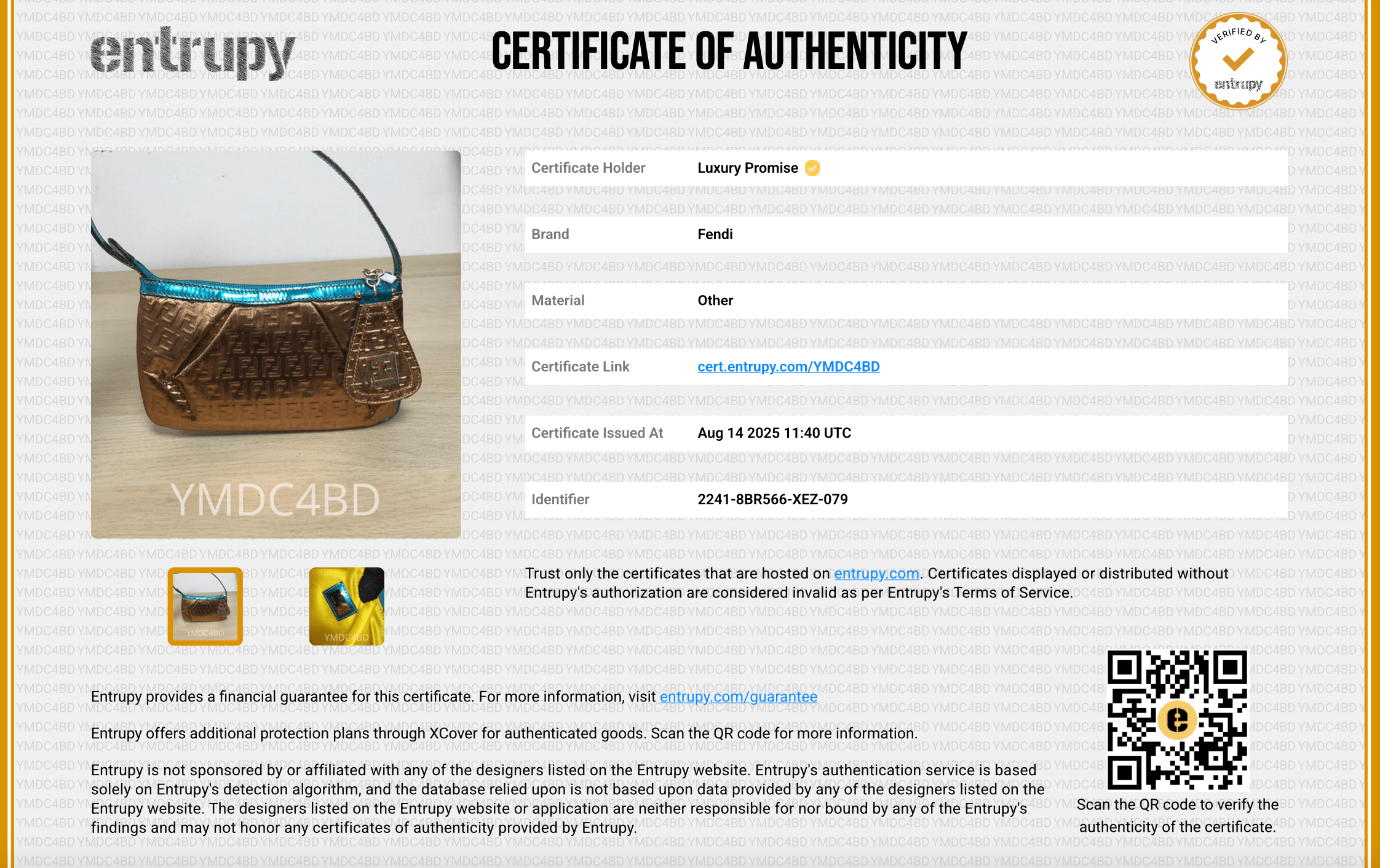 Fendi Fendi Zucchino Metallic Pochette Bronze & Blue DXBS1804