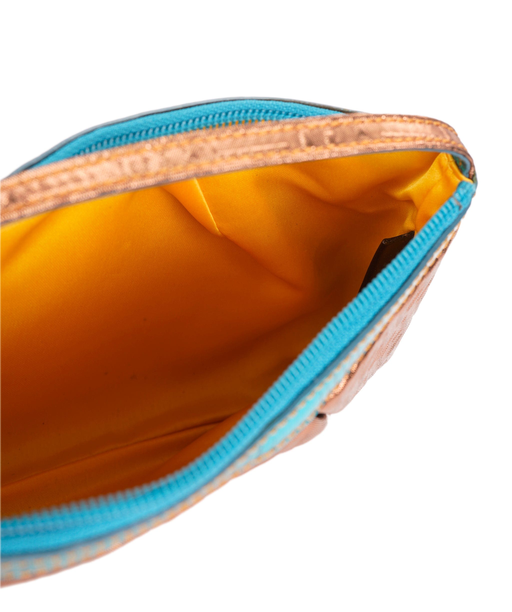 Fendi Fendi Zucchino Metallic Pochette Bronze & Blue DXBS1804