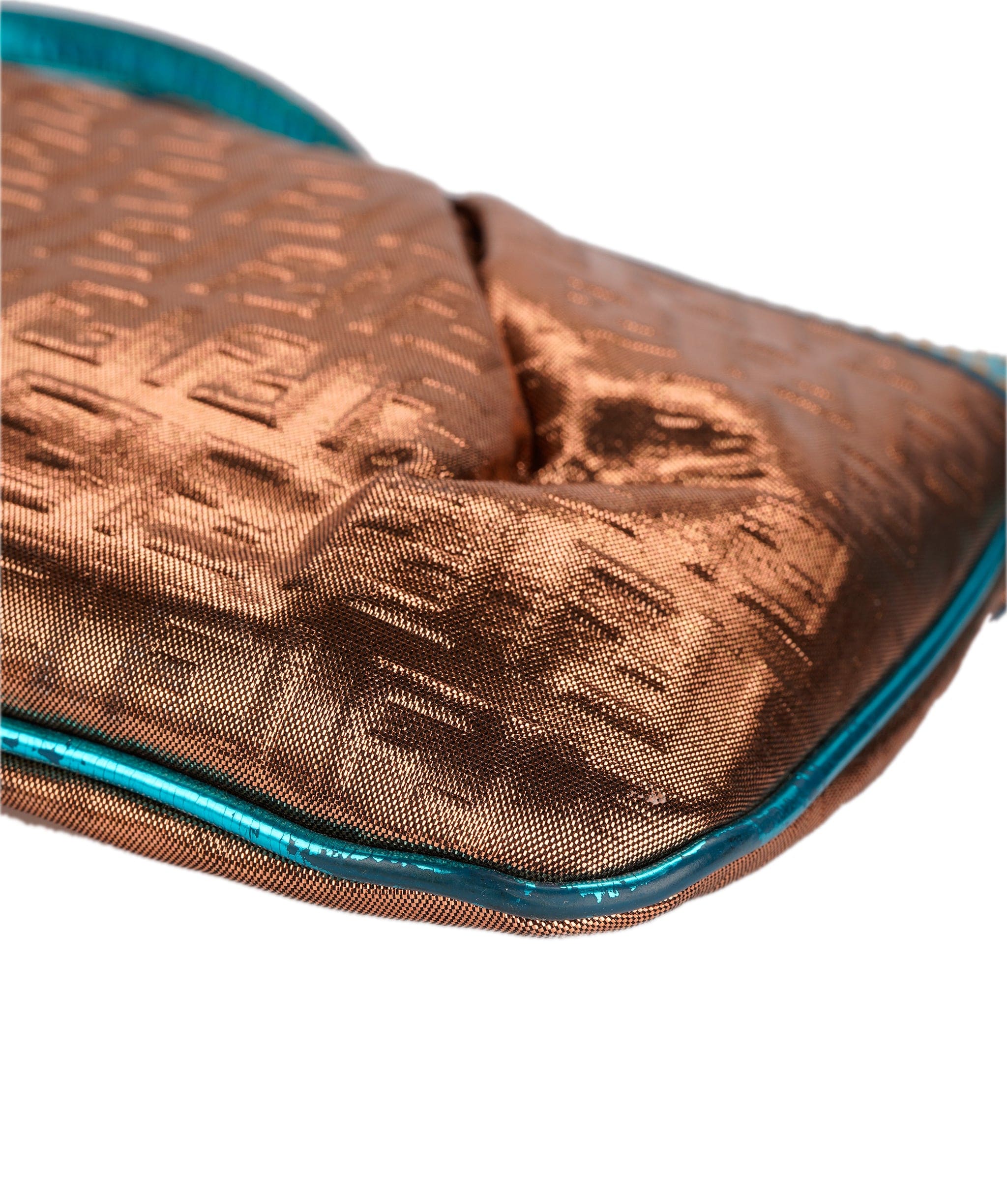 Buy Pre Loved Fendi Zucchino Metallic Pochette Bronze & Blue