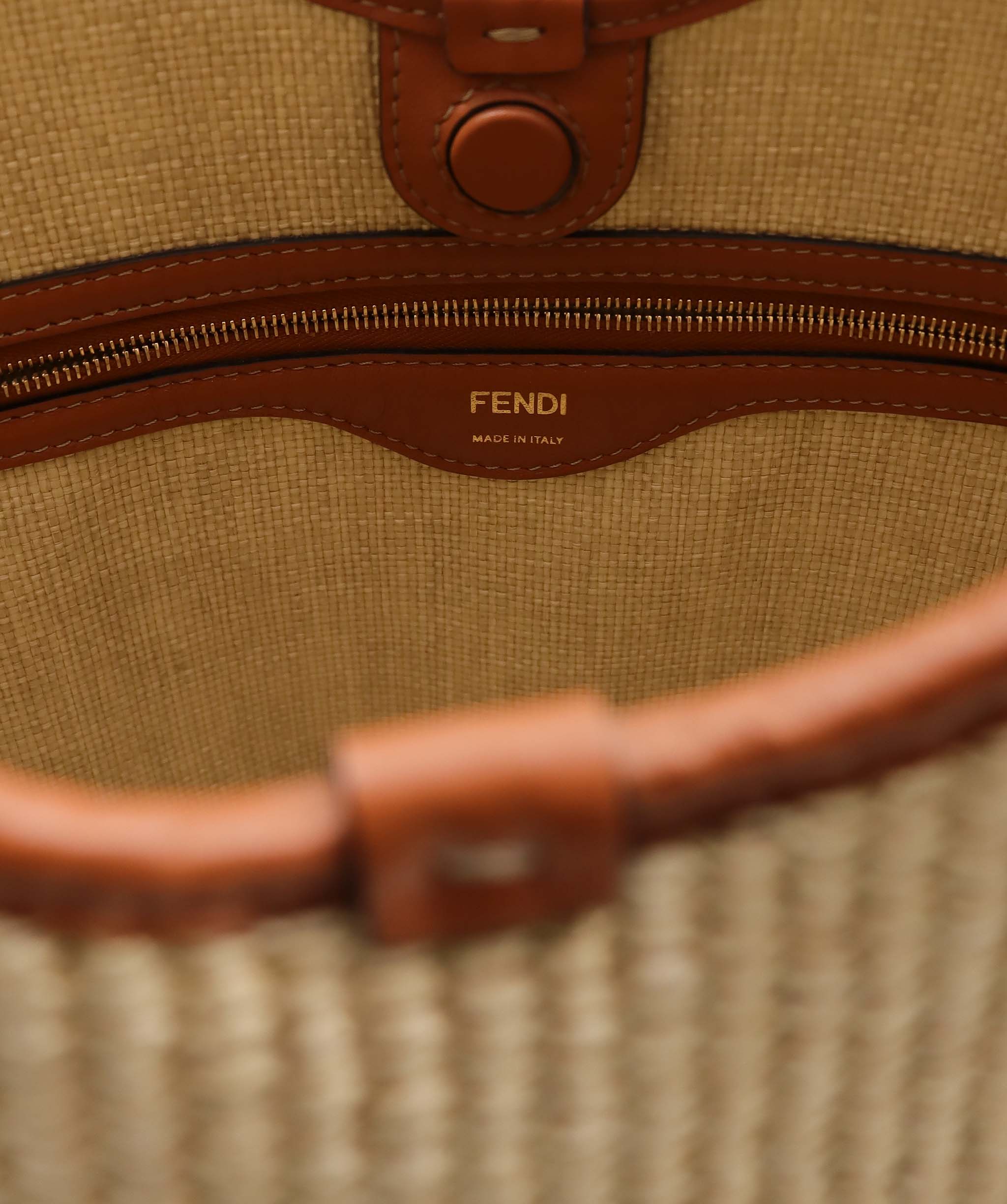 Fendi * FENDI ROMA TOTE BAG BROWN ASC6938