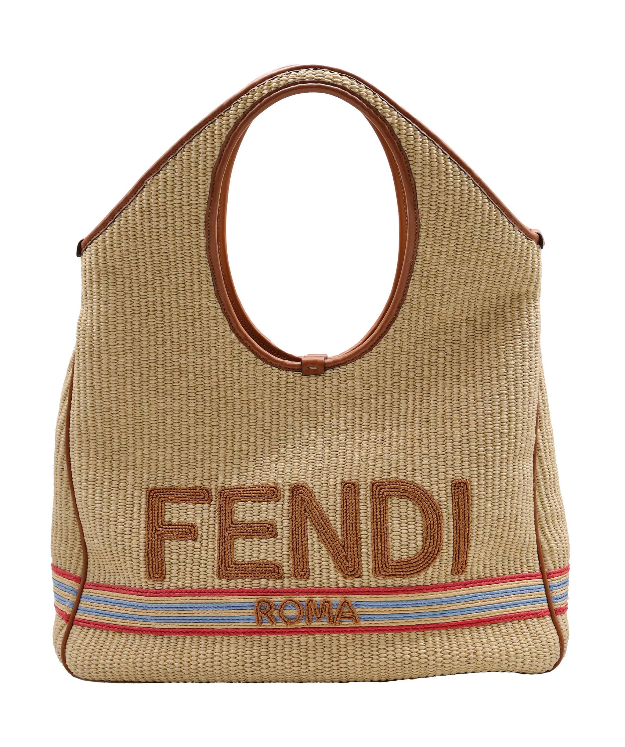Fendi * FENDI ROMA TOTE BAG BROWN ASC6938