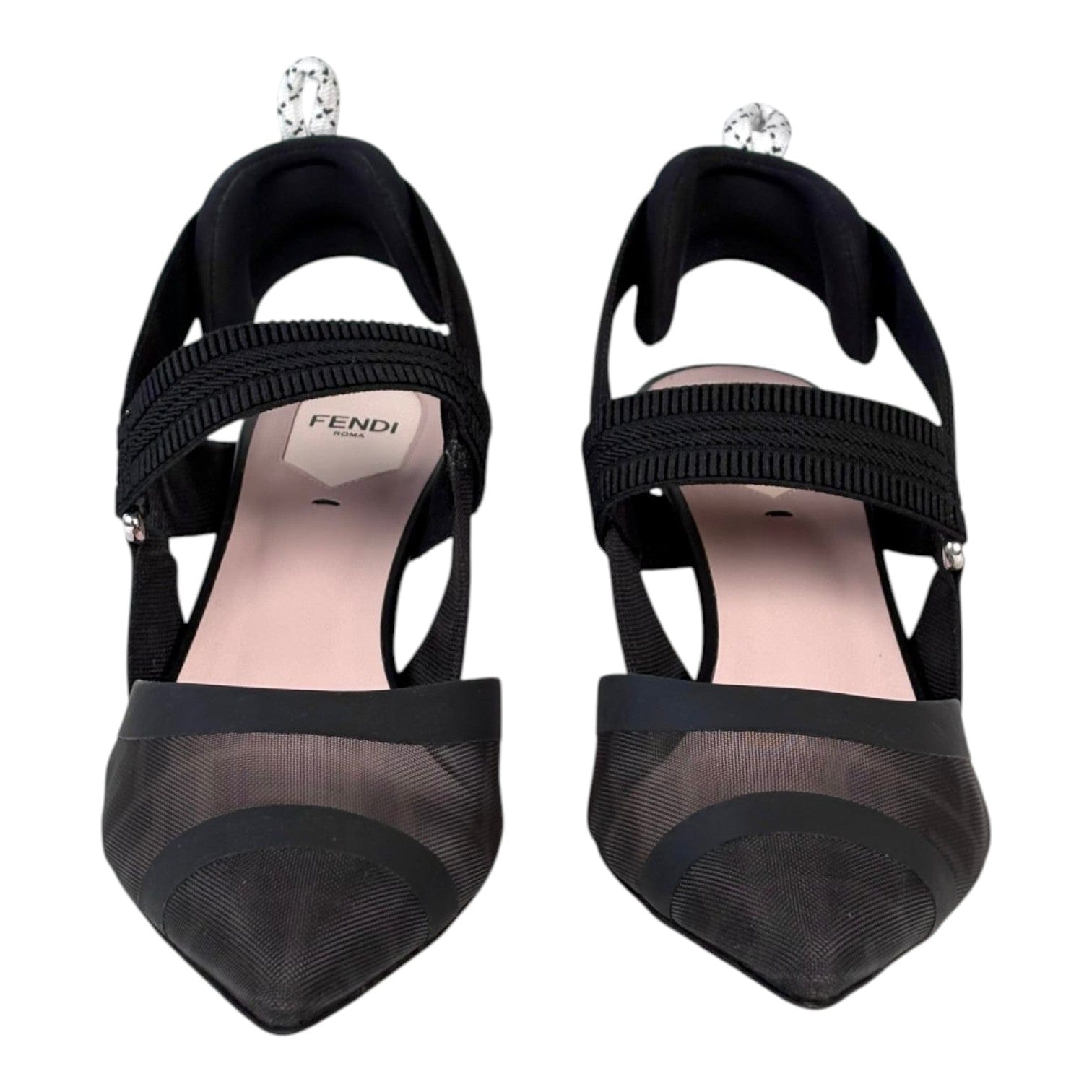 Fendi Fendi Colibri Black Leather and Mesh Slingbacks Size 39