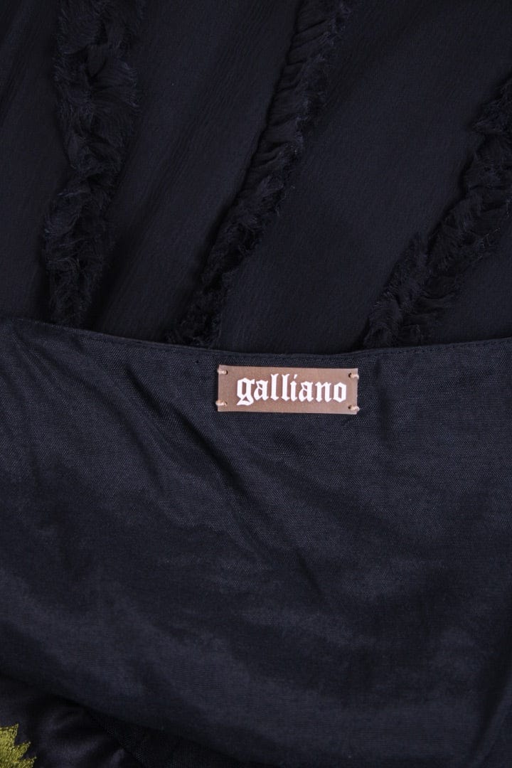 Galliano Galliano S/S Embroidered Tunic Dress Black/ Peach M