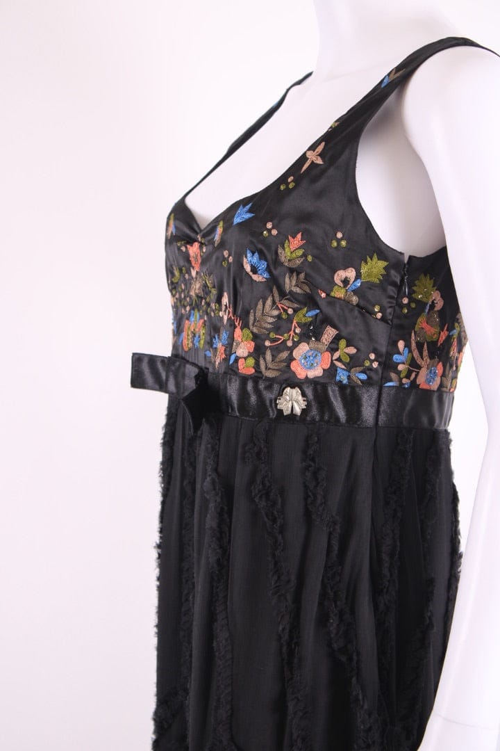 Galliano Galliano S/S Embroidered Tunic Dress Black/ Peach M
