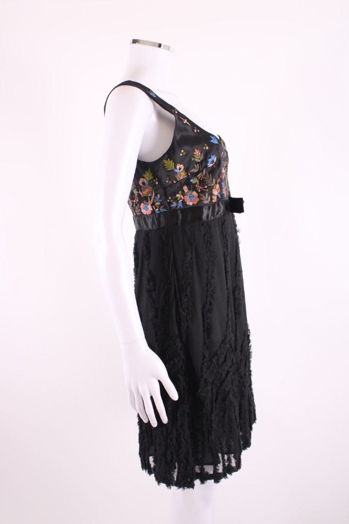 Galliano Galliano S/S Embroidered Tunic Dress Black/ Peach M