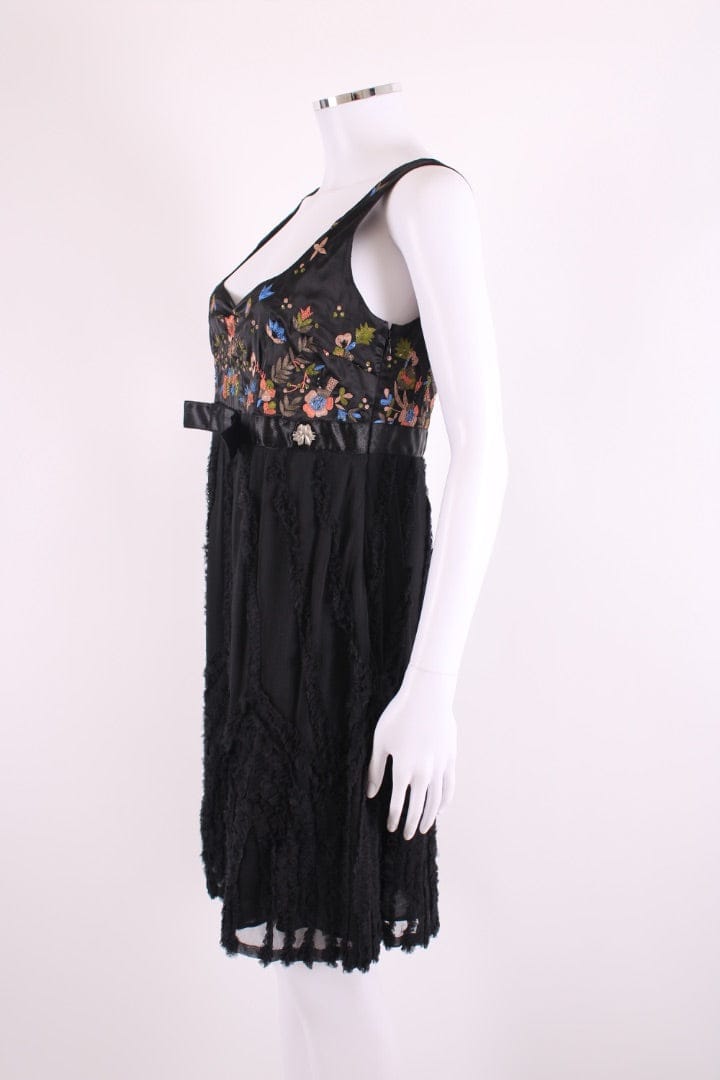 Galliano Galliano S/S Embroidered Tunic Dress Black/ Peach M