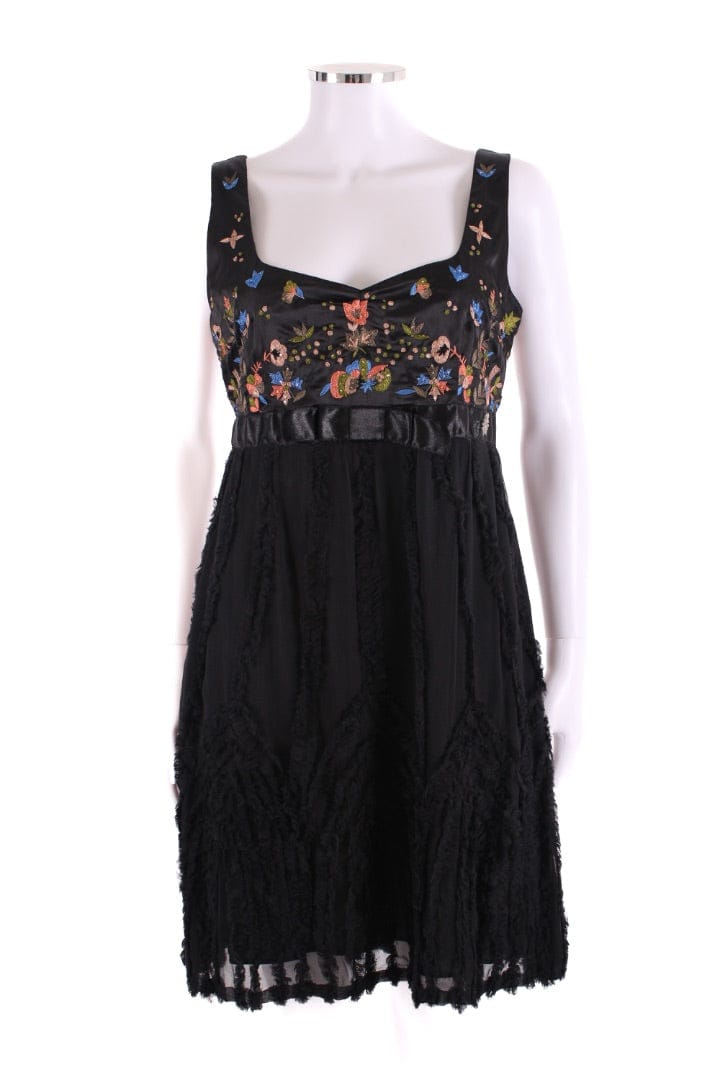 Galliano Galliano S/S Embroidered Tunic Dress Black/ Peach M
