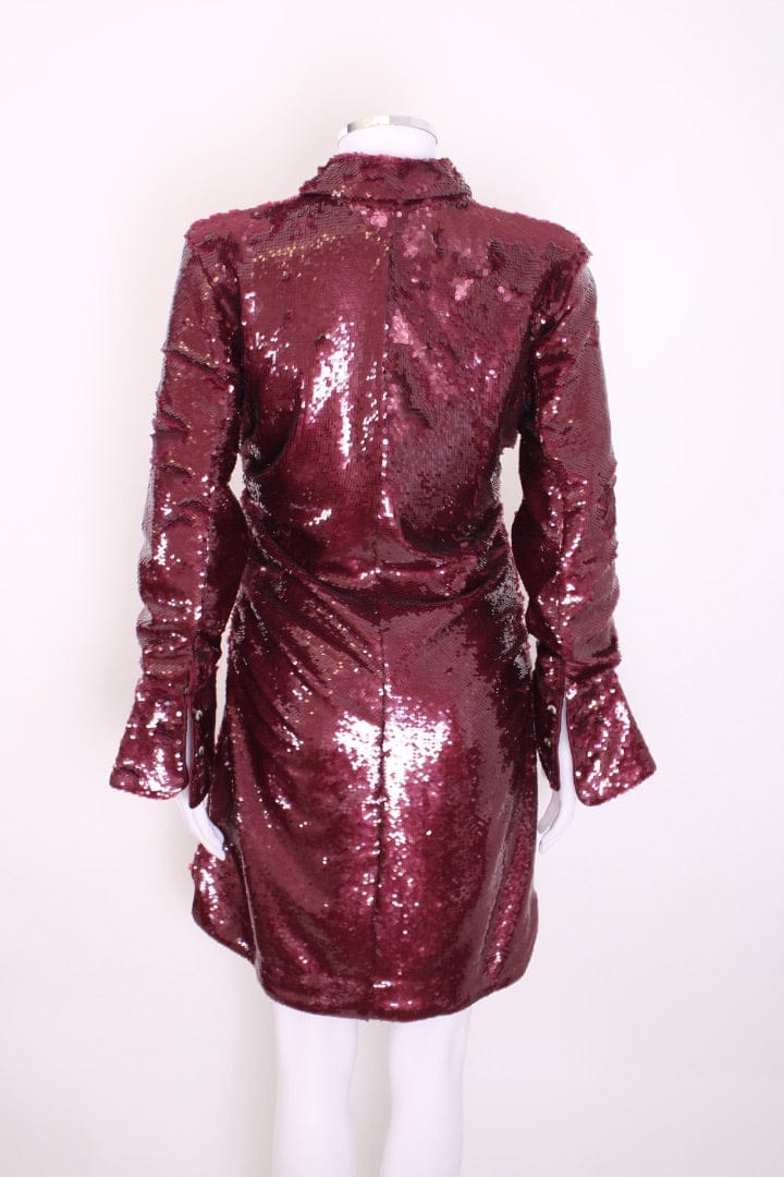 Ganni Ganni L/S Sequin Dress Burgundy 38