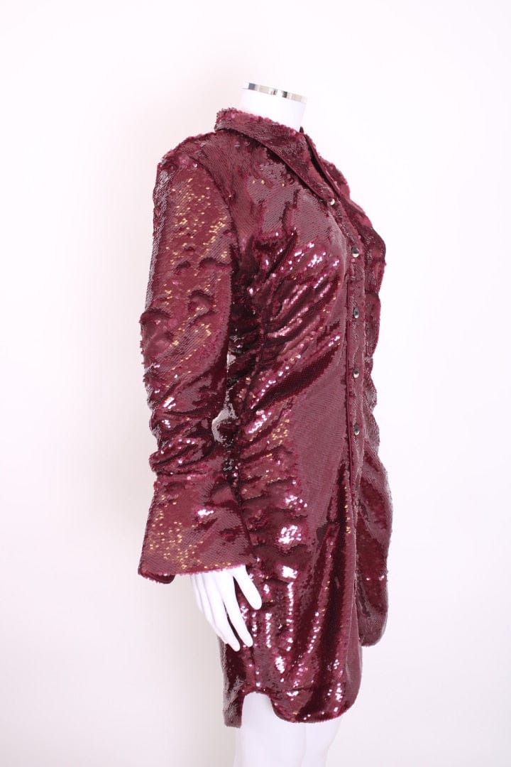 Ganni Ganni L/S Sequin Dress Burgundy 38