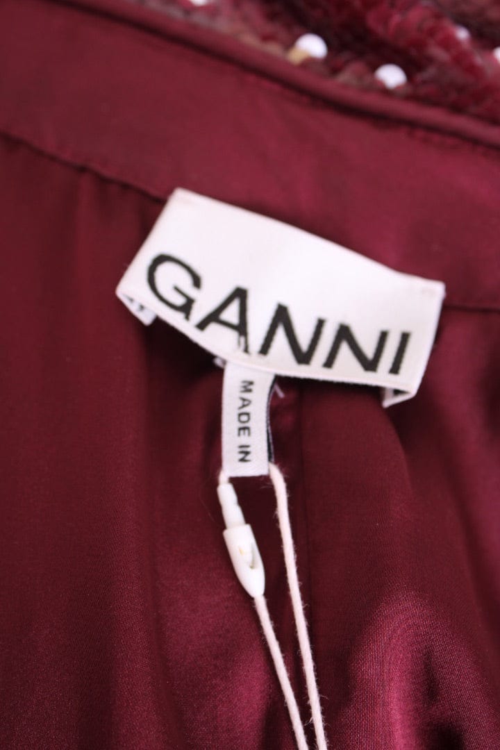 Ganni Ganni L/S Sequin Dress Burgundy 38