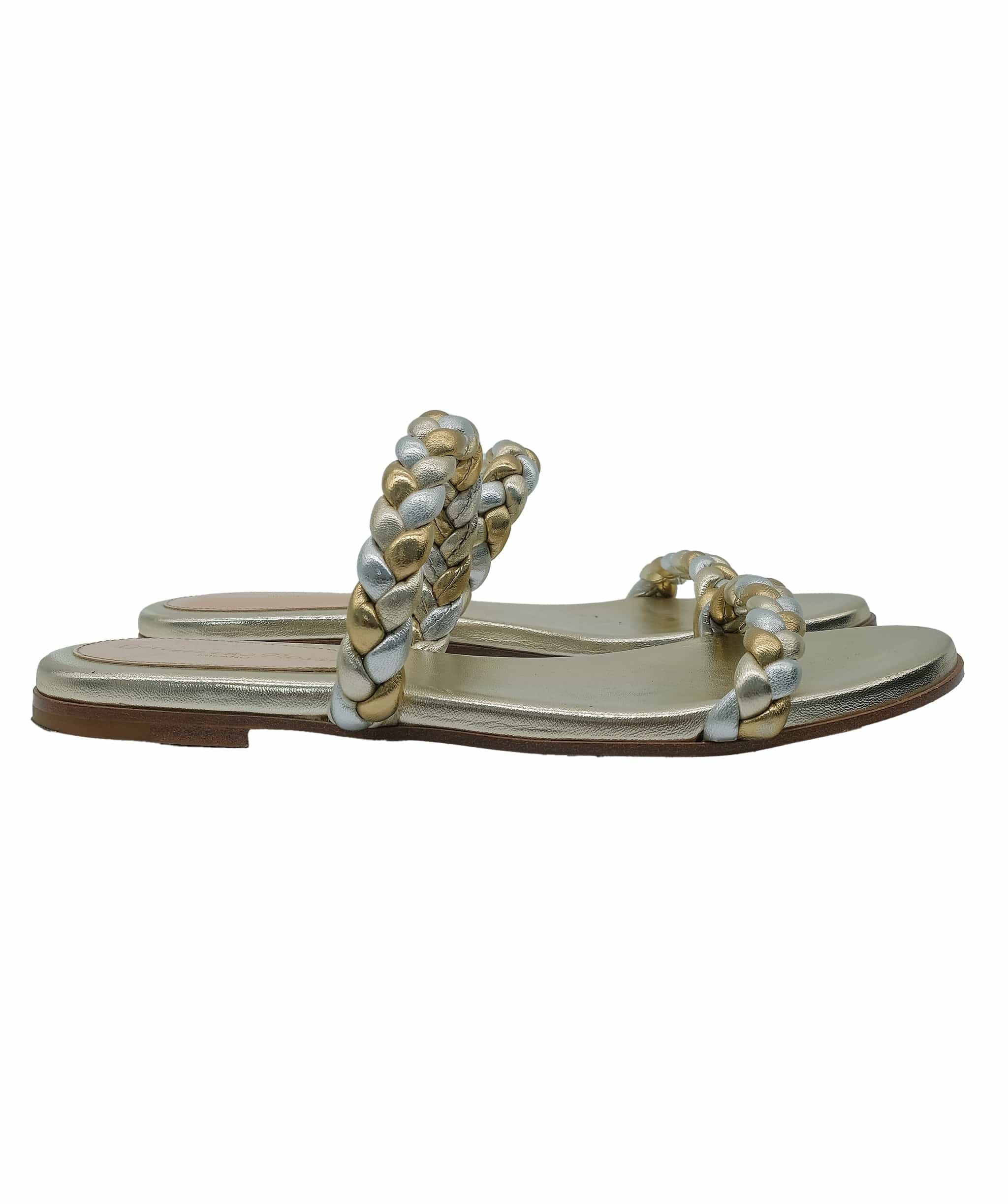 Gianvito Rossi GIanvito Rossi Flat Sandals Gold/Silver 37 RJC3278