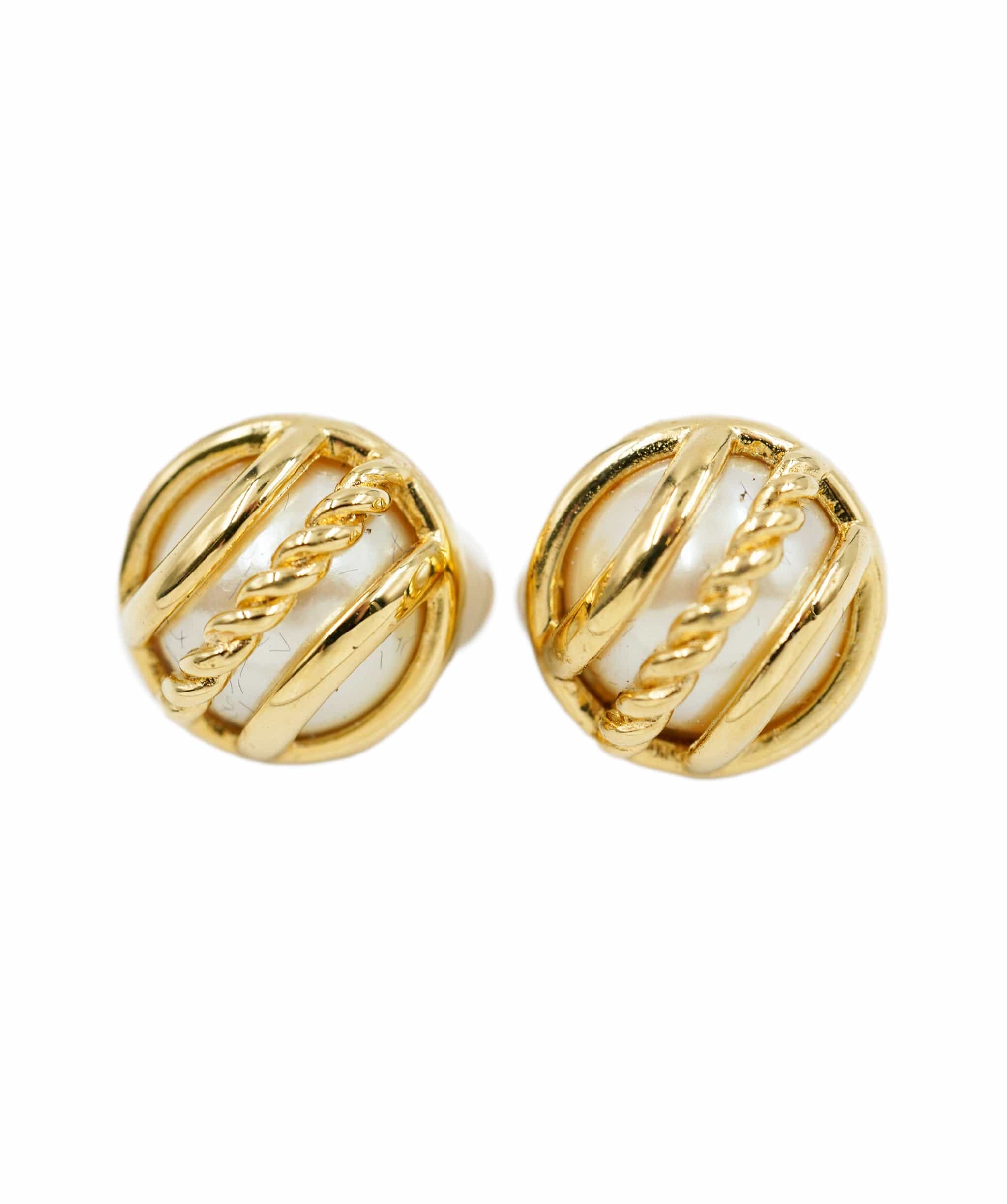 Givenchy Givenchy round faux white and gold clips, with tag AEL1100